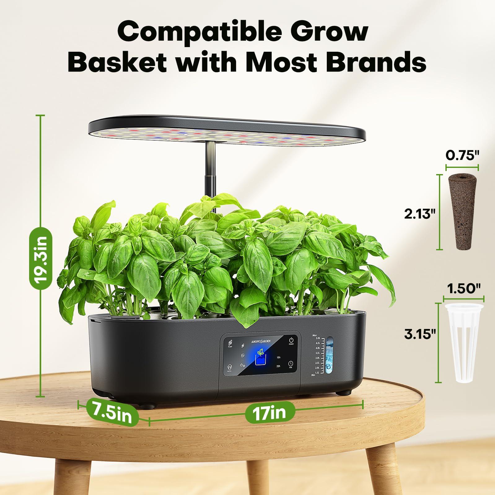 Ahopegarden Hydroponics Growing System Kit Indoor Herb Garden with Grow Light 12 Pods, with LCD Touch Panel Hydroponic Planter, Planting Height Up to 17", Grower Harvest Fresh Veggie Lettuce, Black - Image 2