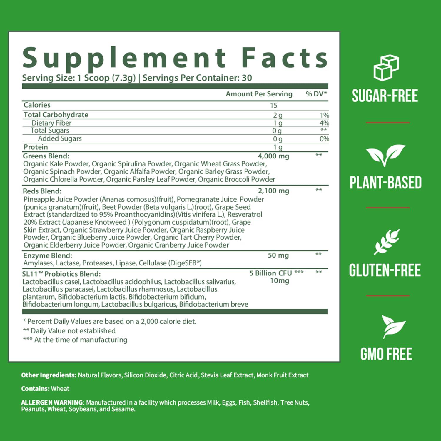 GOBIOTIX Super Greens and Reds Powder - Red and Green Superfood - Probiotic Supplement - Digestive Enzymes and Beet Root Powder - Organic Whole Foods Dietary Supplement (Pom Raspberry, 1 Pack) - Image 6