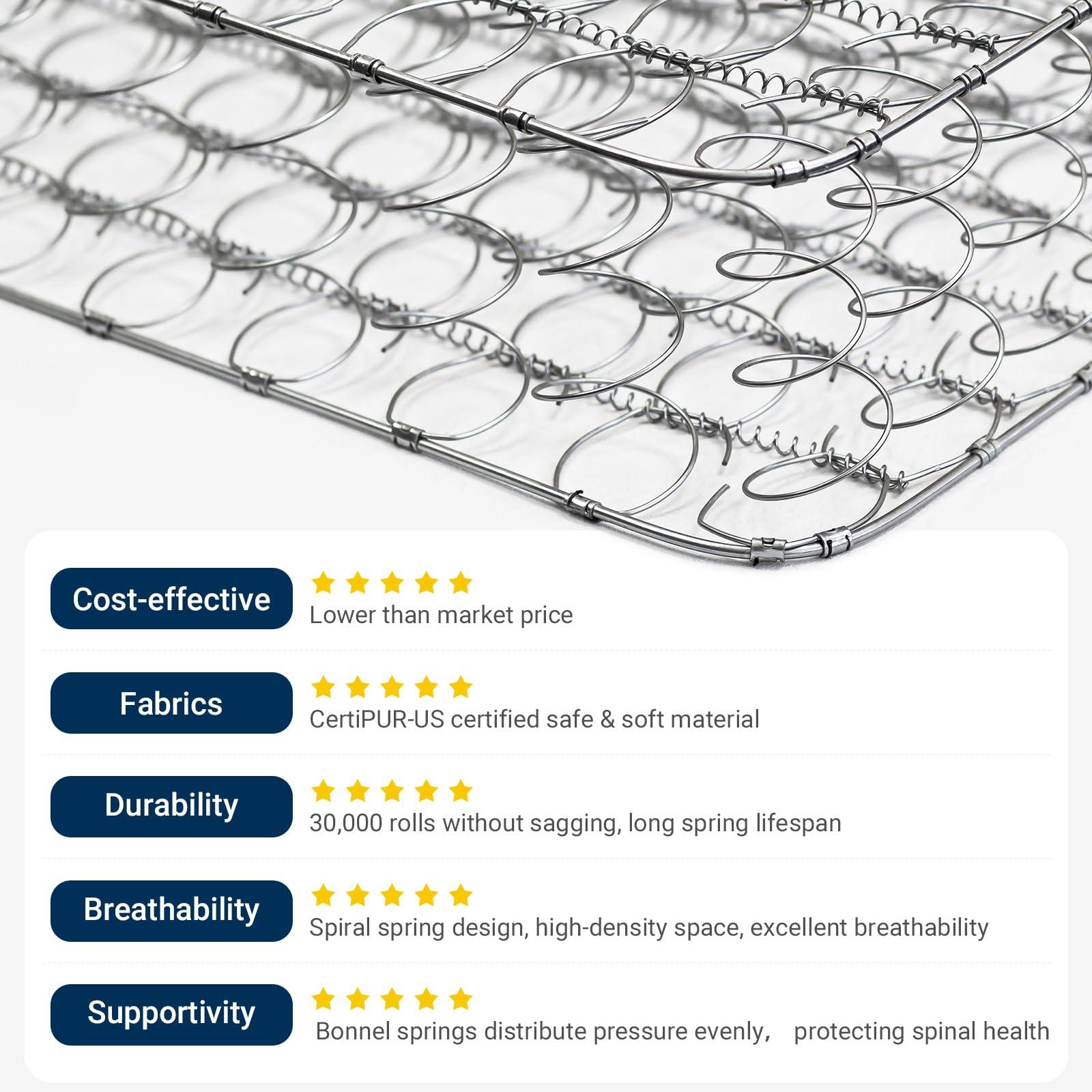 Avenco 8 Inch Twin Mattress, Foam and Spring Hybrid Mattresses in a Box, Medium Soft, Breathable Fabric & Adaptive Support, CertiPUR-US Certified, Twin Size Mattress in Guest and Kids Bedroom - Image 5