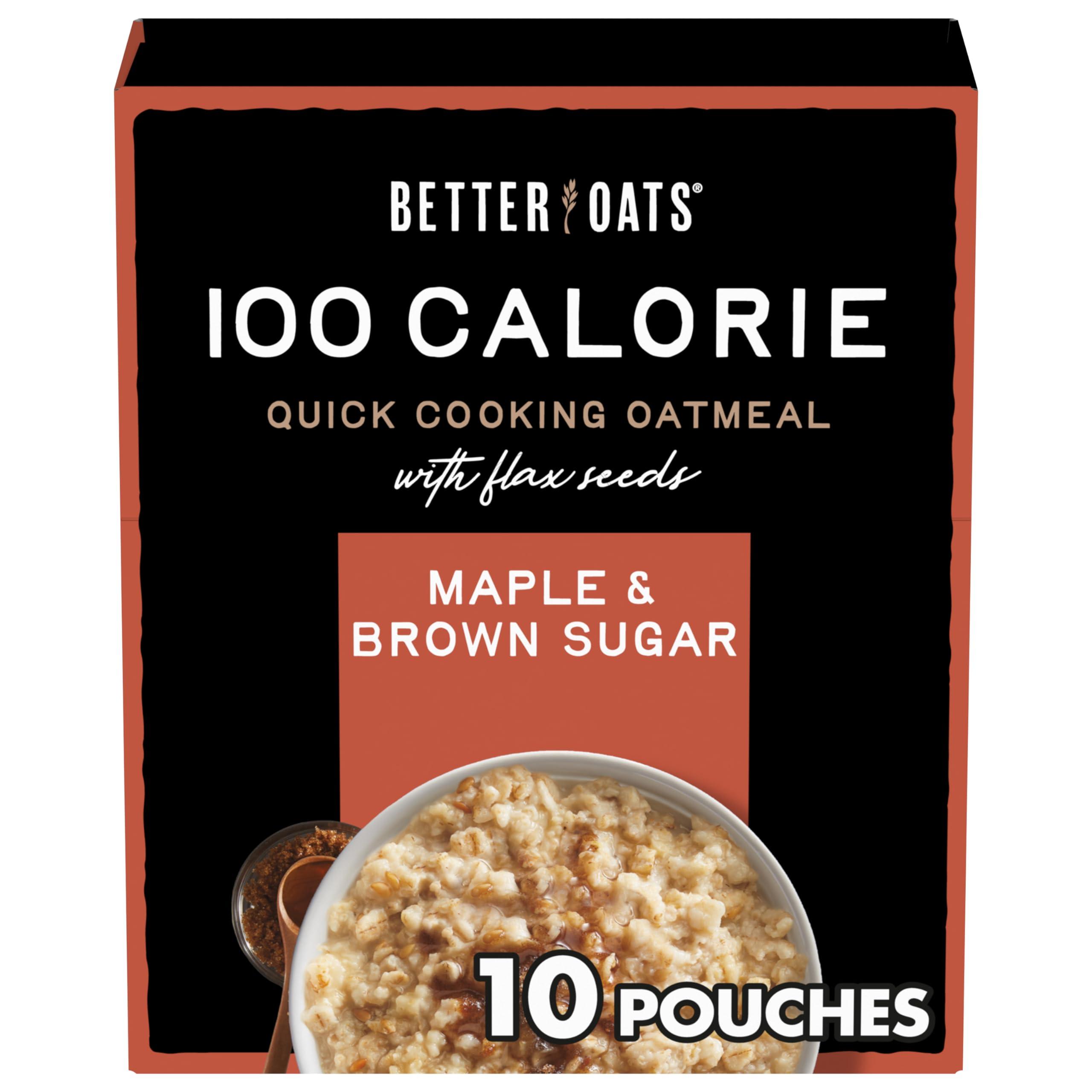 Better Oats 100 Calorie Maple and Brown Sugar Oatmeal Packets, 100 Calorie Oatmeal Pouches, 90 Second Instant Oatmeal with Flax Seeds and Rolled Oats, Pack of 6, 9.8 OZ Pack - Image 2