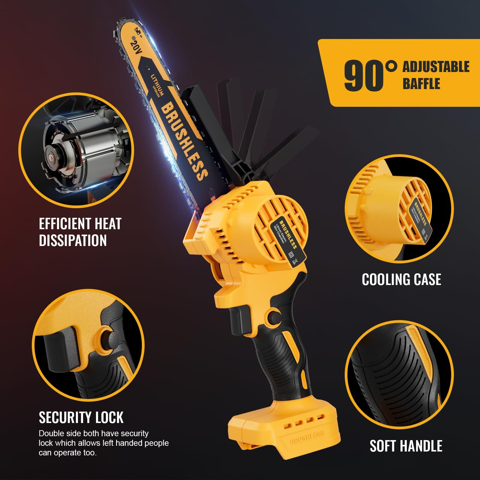 Cordless Mini Chainsaw 8 Inch for Dewalt 20V MAX Battery Powered (NO Battery), Electric Chainsaw, Cordless Hand Chainsaw, Portable Small Rechargeable Pruning Chain Saw for Wood Cut Tree Trimming - Image 5
