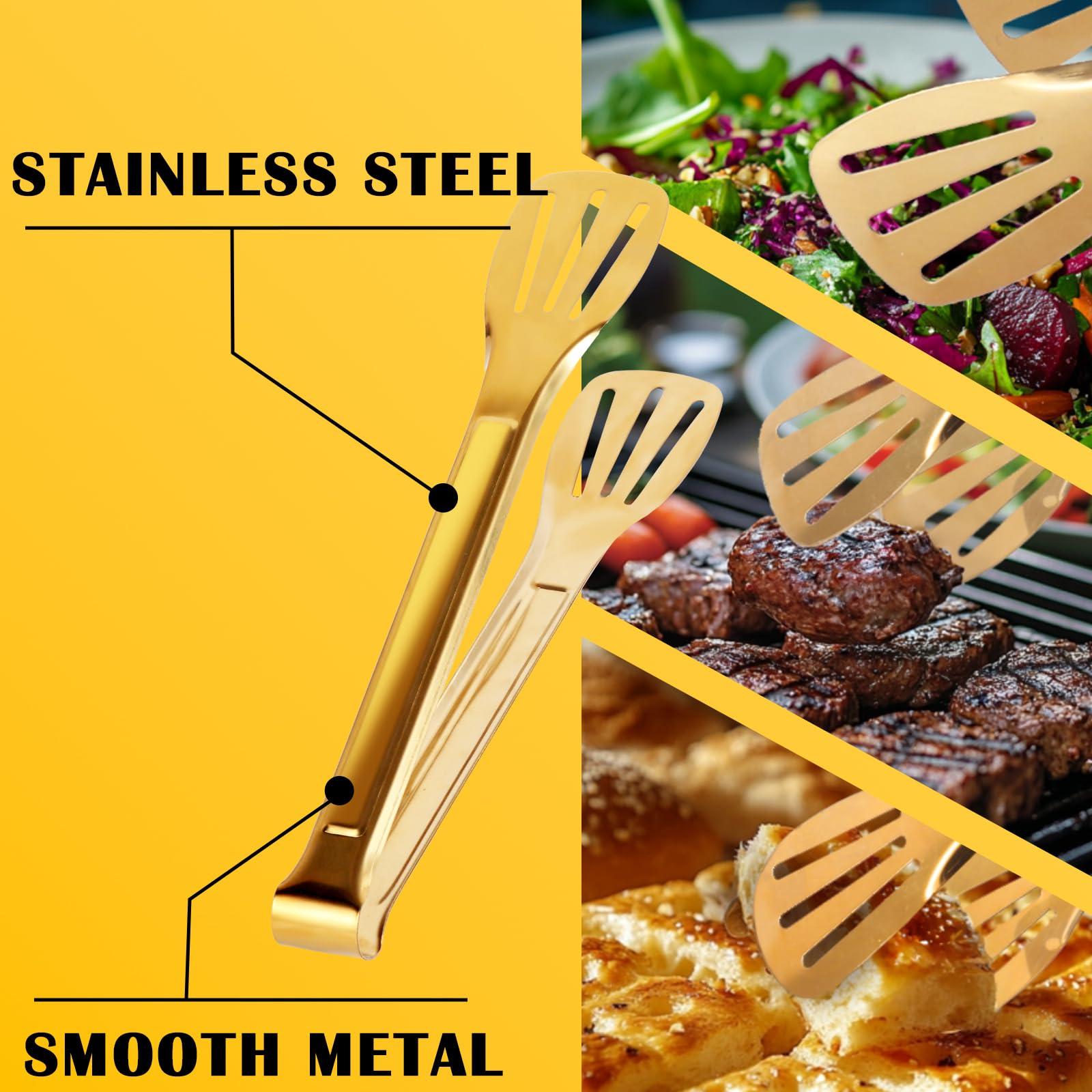 4 Pack Gold Serving Tongs,Metal Serving tongs,for buffet,party,9 Inch,Gold Utensills,(tongs for serving food) - Image 7