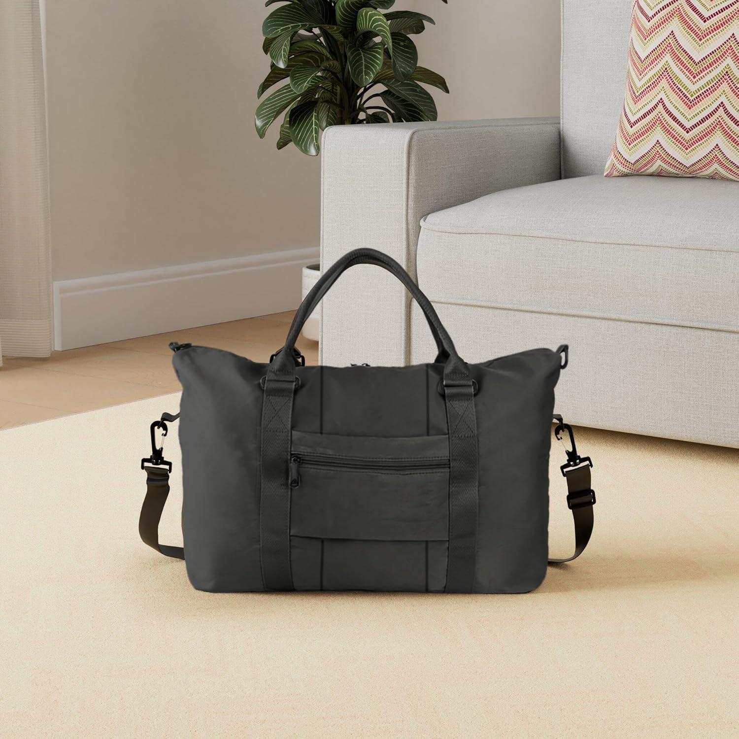 Travel Duffle Bag, Weekender Travel Bag Men Small Gym Bag for Women, Hospital Bag for Labor and Delivery, Overnight Bag Luggage Bag with Trolley Sleeve, Airplane Travel Essentials for Flying(Black) - Image 2