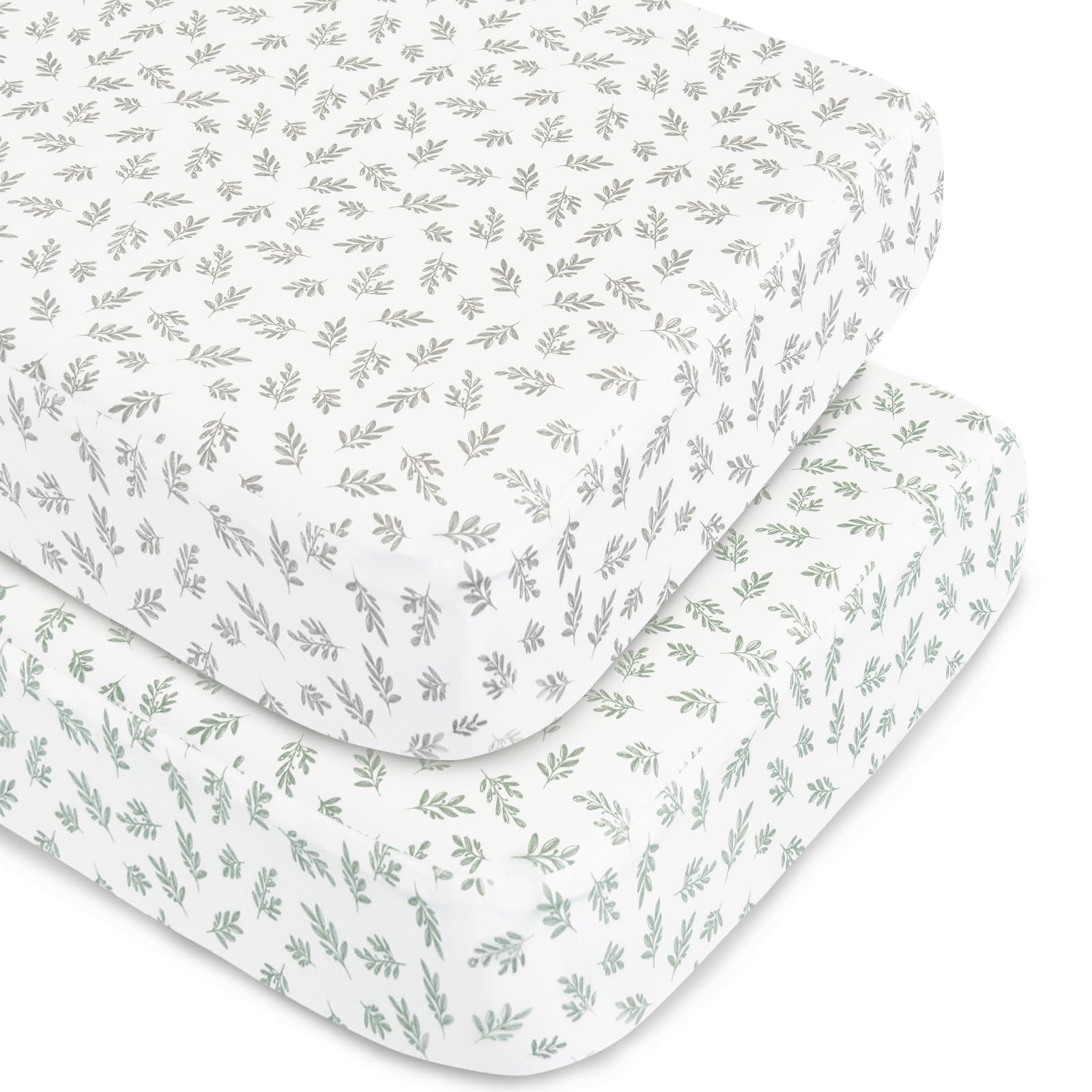 Crib Sheets Fitted for Boys and Girls, 2 Pack Crib Sheet Fits for Standard Crib Mattress, Neutral Toddler Bed Sheets, Lovely Print, 52”X 28” - Image 6