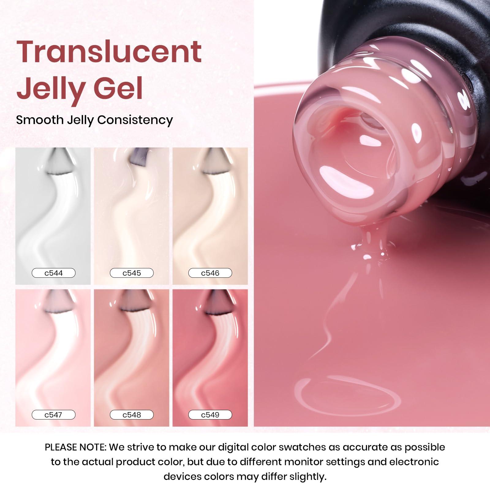 Beetles Jelly Gel Nail Polish Set, 6 Colors Neutral Sheer Milky White Nude Pink Gel Polish Kit Translucent Soak off Uv DIY Manicure Nail Concealer Trend French Nail Art Salon Gift for Girls Women - Image 4