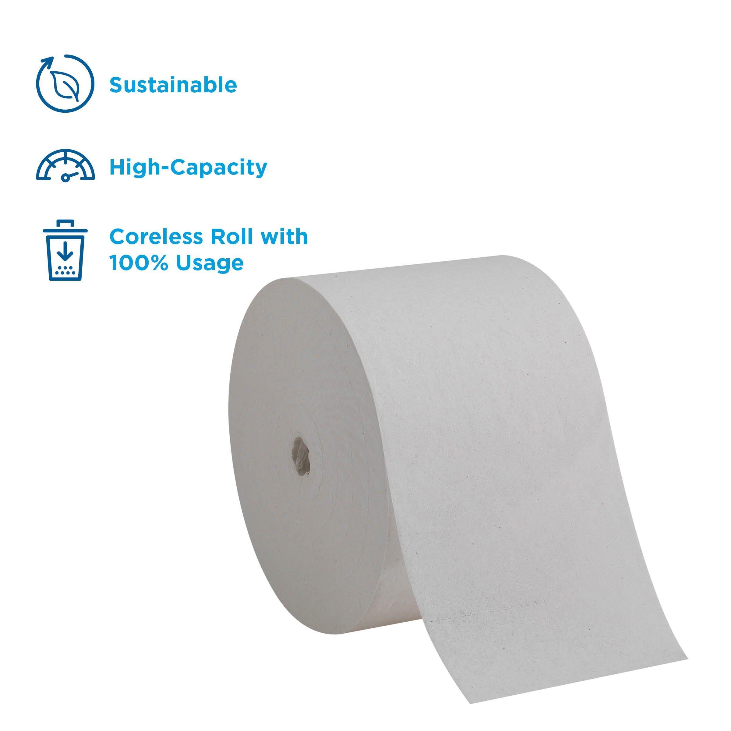 Georgia-Pacific Compact Coreless 1-Ply Recycled Toilet Paper by GP PRO (Georgia-Pacific), 19374, 3,000 Sheets Per Roll, 18 Rolls Per Case - Image 2