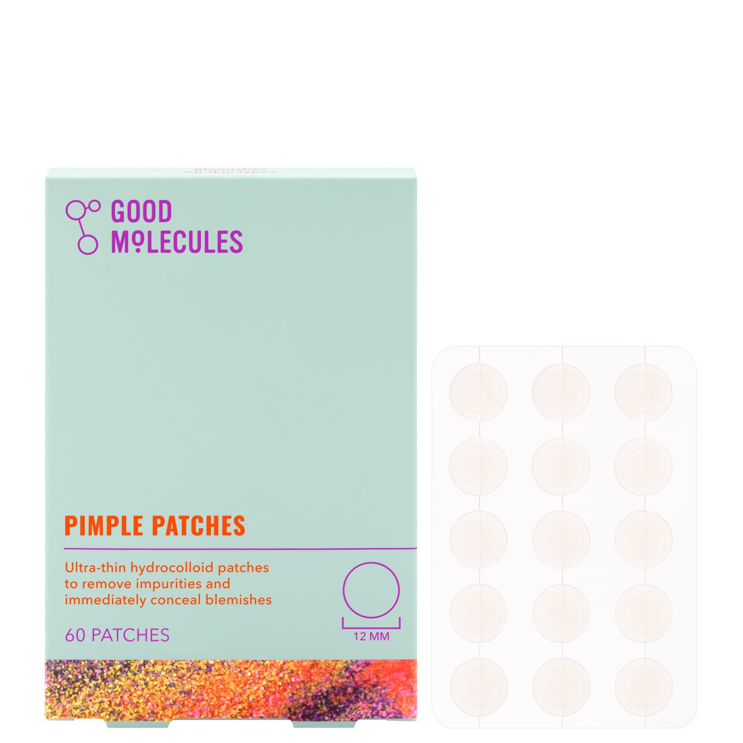 Good Molecules Pimple Patches 60 Pack - Ultra-Thin Hydrocolloid Acne Patches To Conceal Breakouts, Blackheads, and Blemishes - Acne Spot Treatment, Skin Care For Face