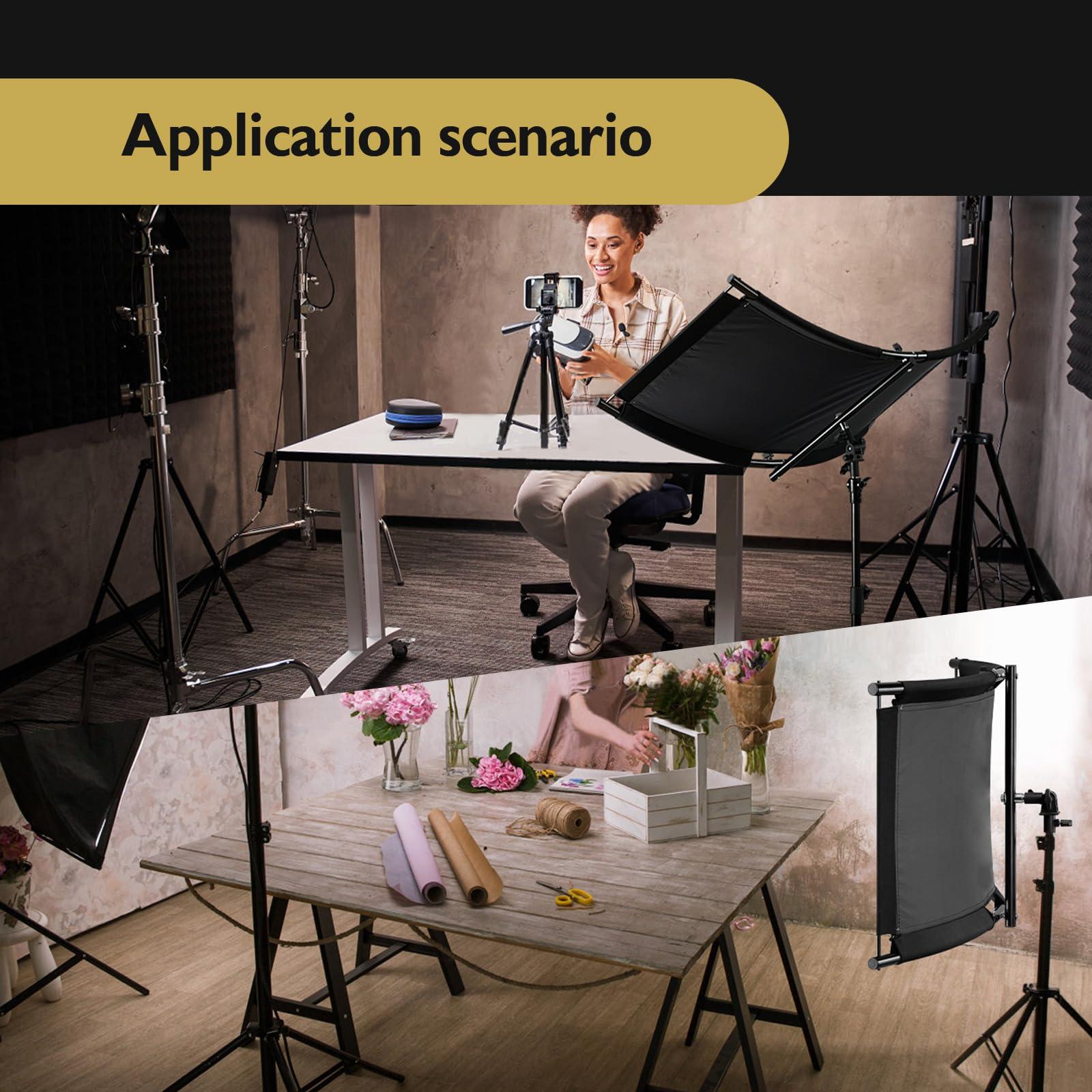 Clamshell Light Reflector/Diffuser with Carrying Case,40"X20" (4 Color in 1) Arclight Curved Eyelighter Lighting Diffuser for Photography Portrait Studio Video Shooting,Black/White/Gold/Silver - Image 6
