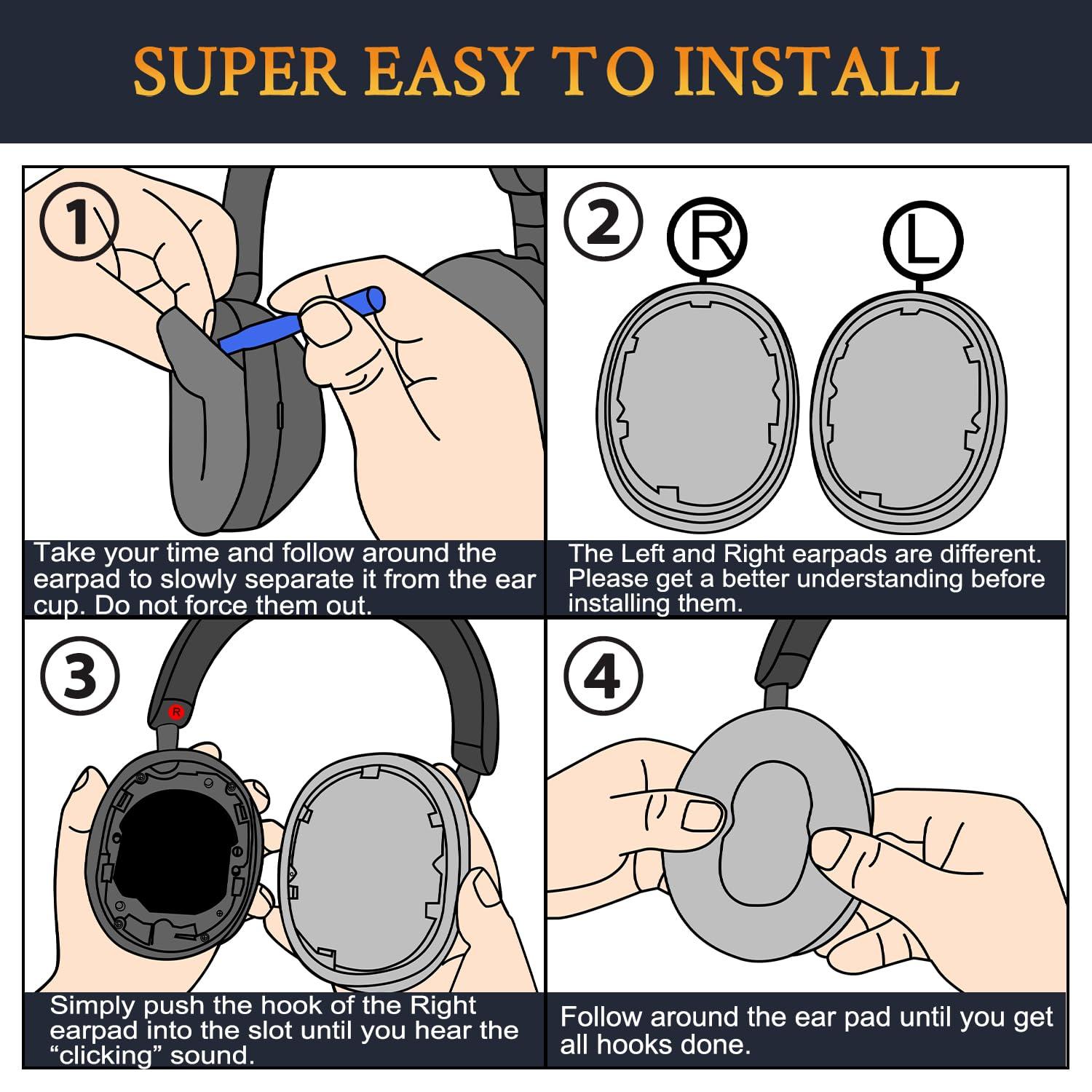 SOULWIT Cooling-Gel Replacement Earpads for Sony WH-1000XM5 (WH1000XM5) Noise Canceling Headphones, Ear Pads Cushions with High-Density Noise Isolation Foam, Added Thickness - Black - Image 7