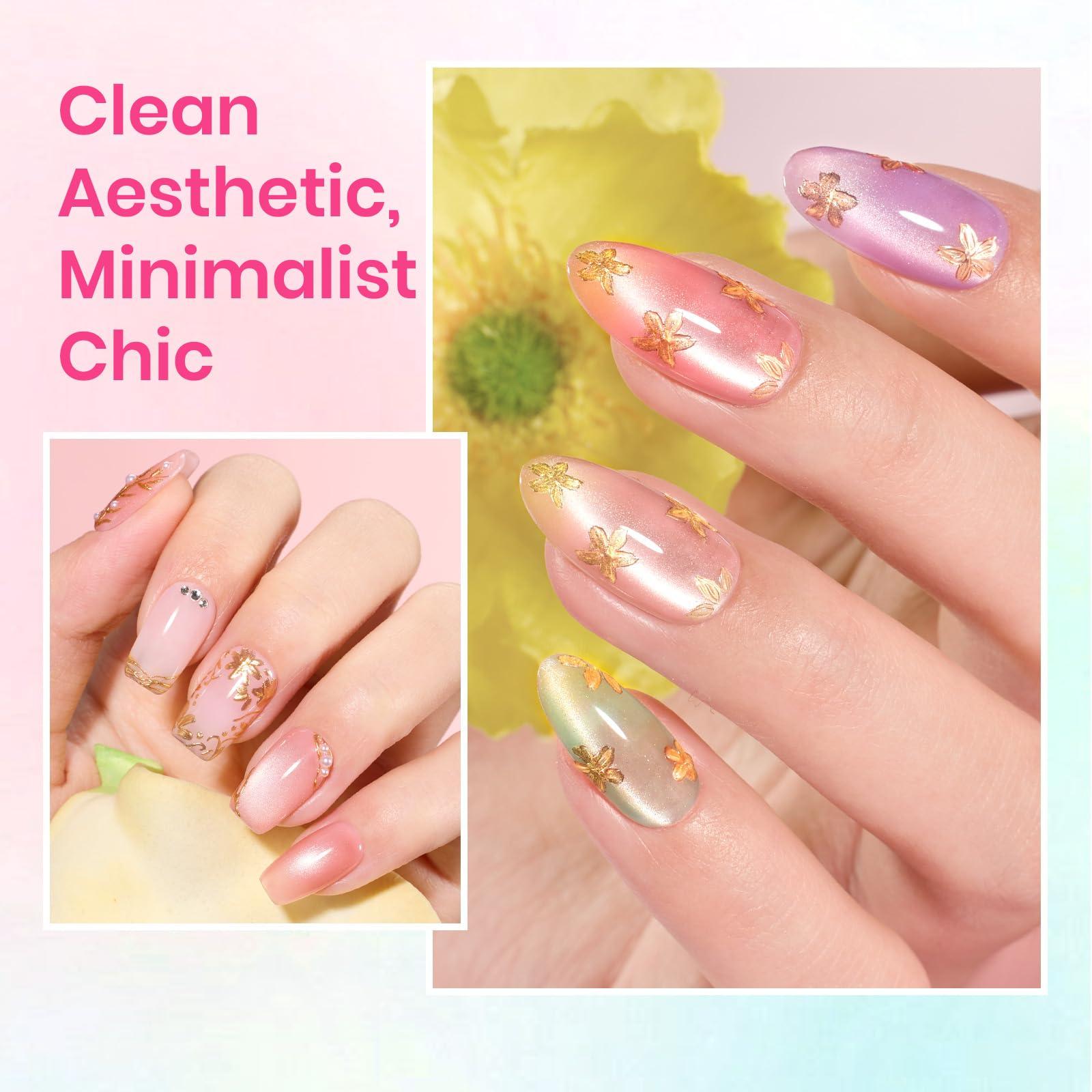 Beetles Cat Eye Gel Nail Polish Set, 6 Colors Pastel Shimmer Glitter Gel Polish Kit Soak Off LED UV Curing Requires Pink Red Blue Orange Green Purple Velvet Gel with Magnet Gift for Women - Image 6