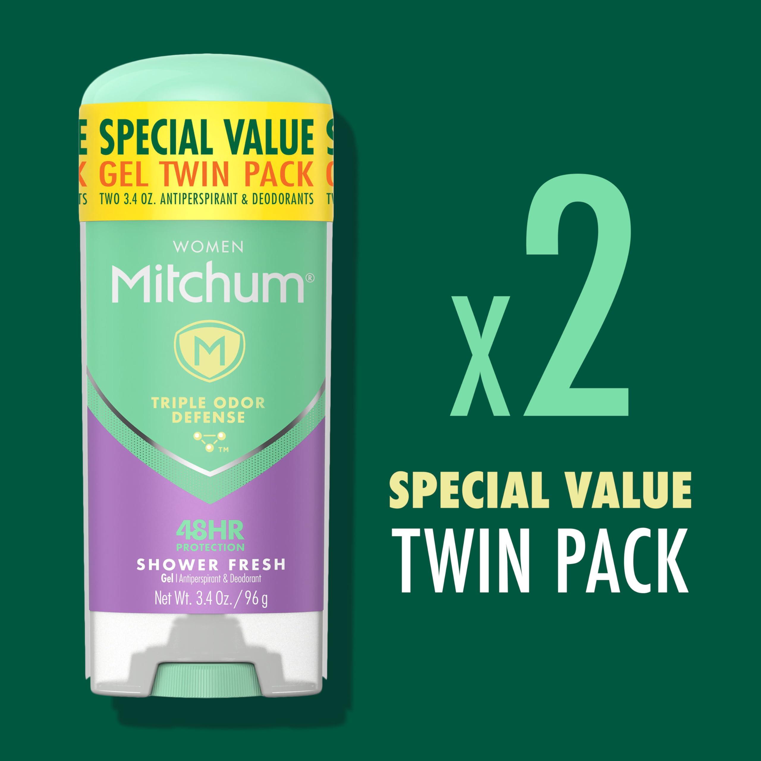 Mitchum Women’s Antiperspirant Deodorant Gel Stick, Shower Fresh Scent, 48HR Sweat & Odor Protection, Triple Odor Defense, Alcohol-Free, 3.4 oz (Pack of 2) - Image 4
