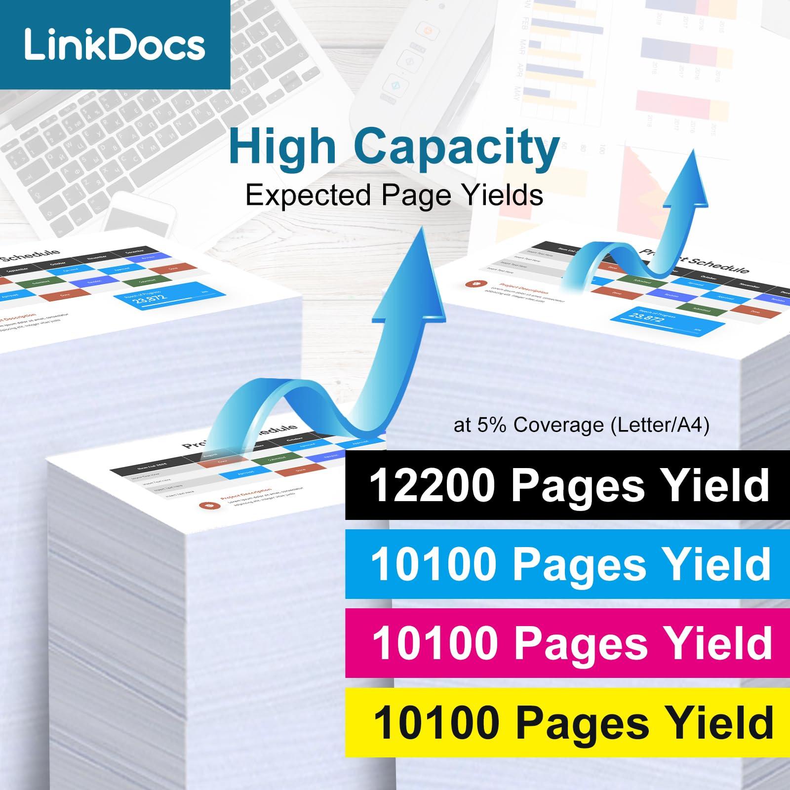LinkDocs C600/C605 High Capacity Yield Toner Cartridge Replacement for Xerox VersaLink C600 C605 Printers Toner 4 Colors Pack: 106R03900, 106R03901, 106R03902, (Black 12,200 & Colors 10,100 Pages) - Image 2