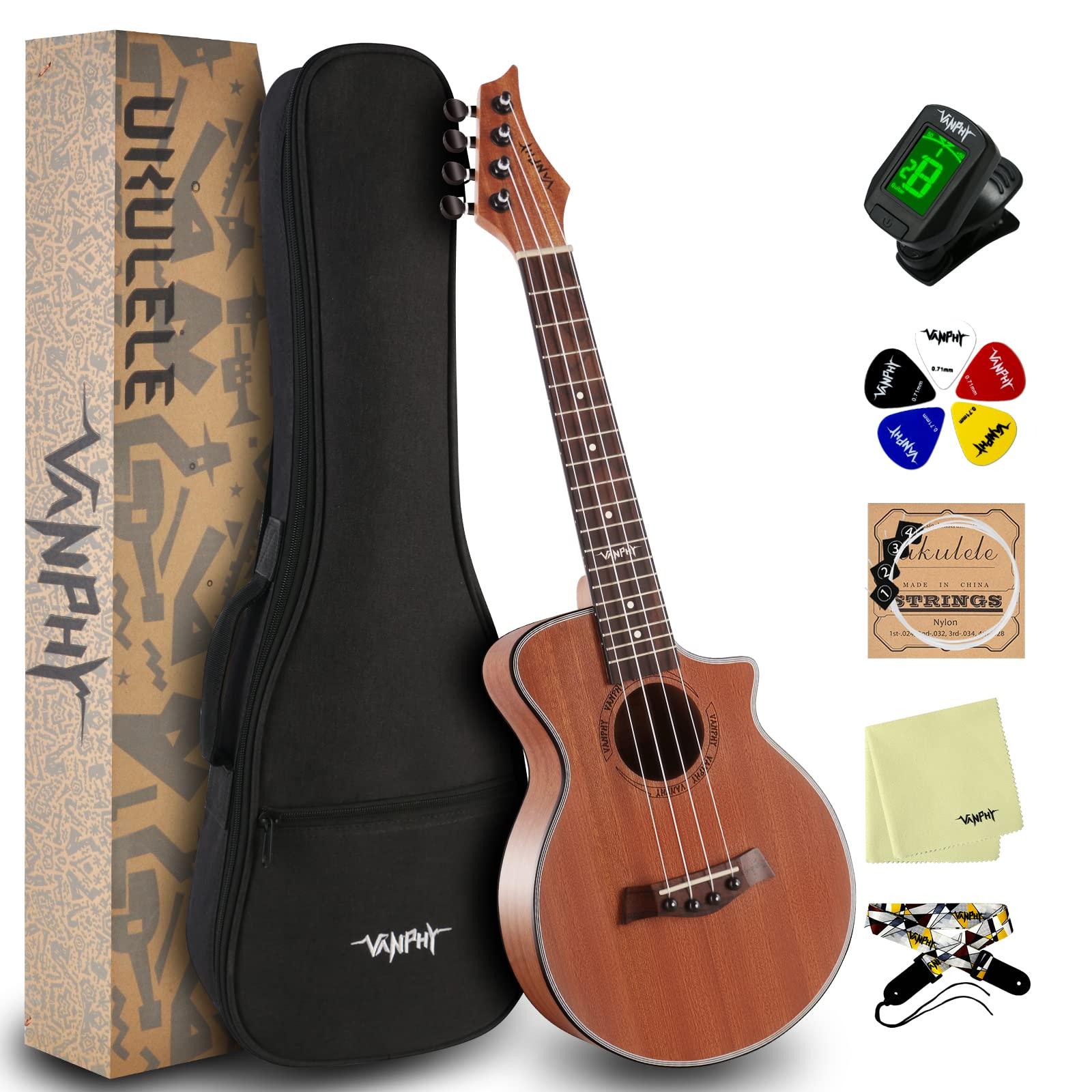 VANPHY Ukulele Concert Ukelele Professional 23 Inch Uku Sapele Ukulele for Kids Adult Beginner Hawaiian Uke Comes with Starter Ukele Kit Include Gig Bag Tuner Strap Ukelel String Picks Clean Cloth