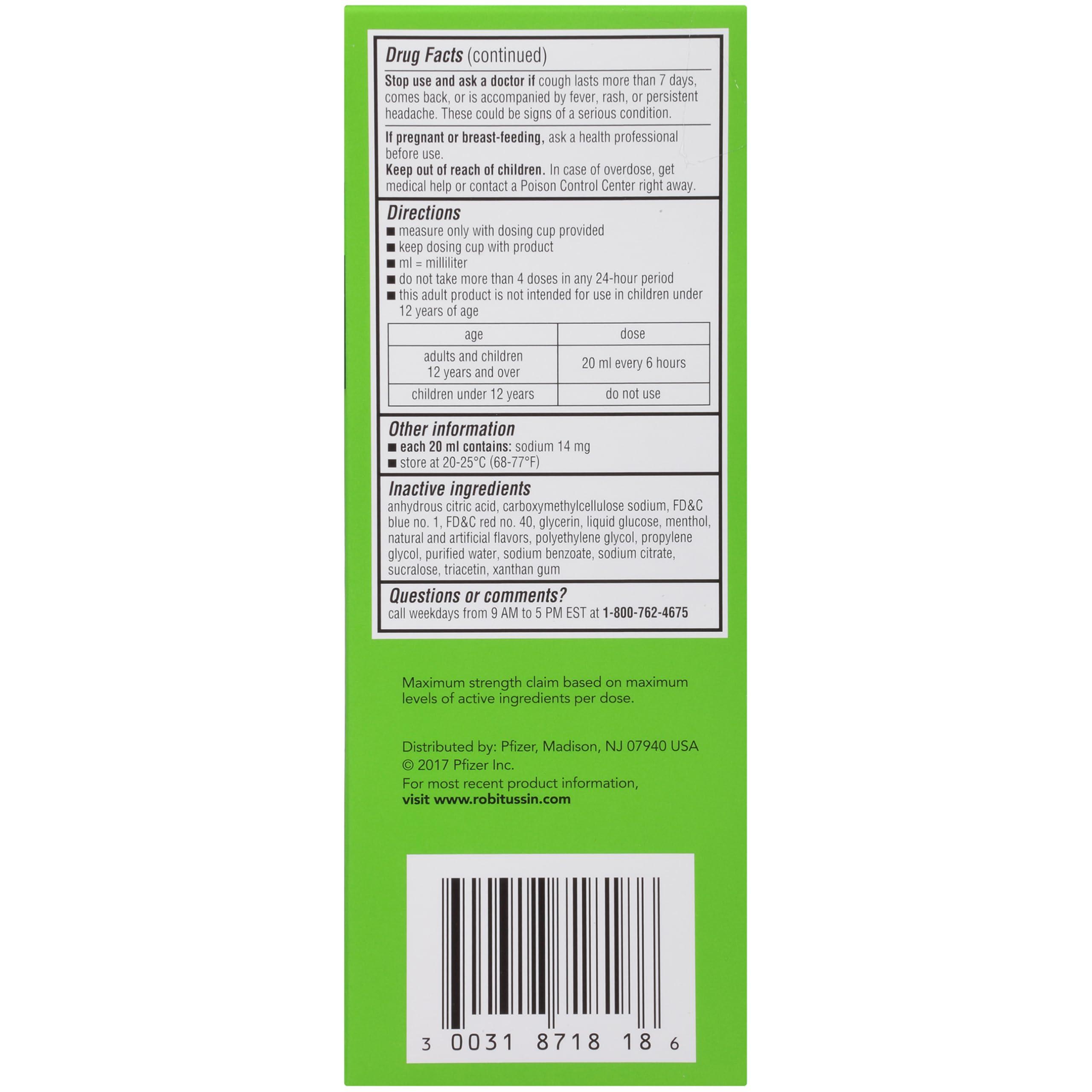 Robitussin Maximum Strength Nighttime Cough DM Max, Adult Formula, Berry Flavor - 8 Fl Oz Bottle - Image 9