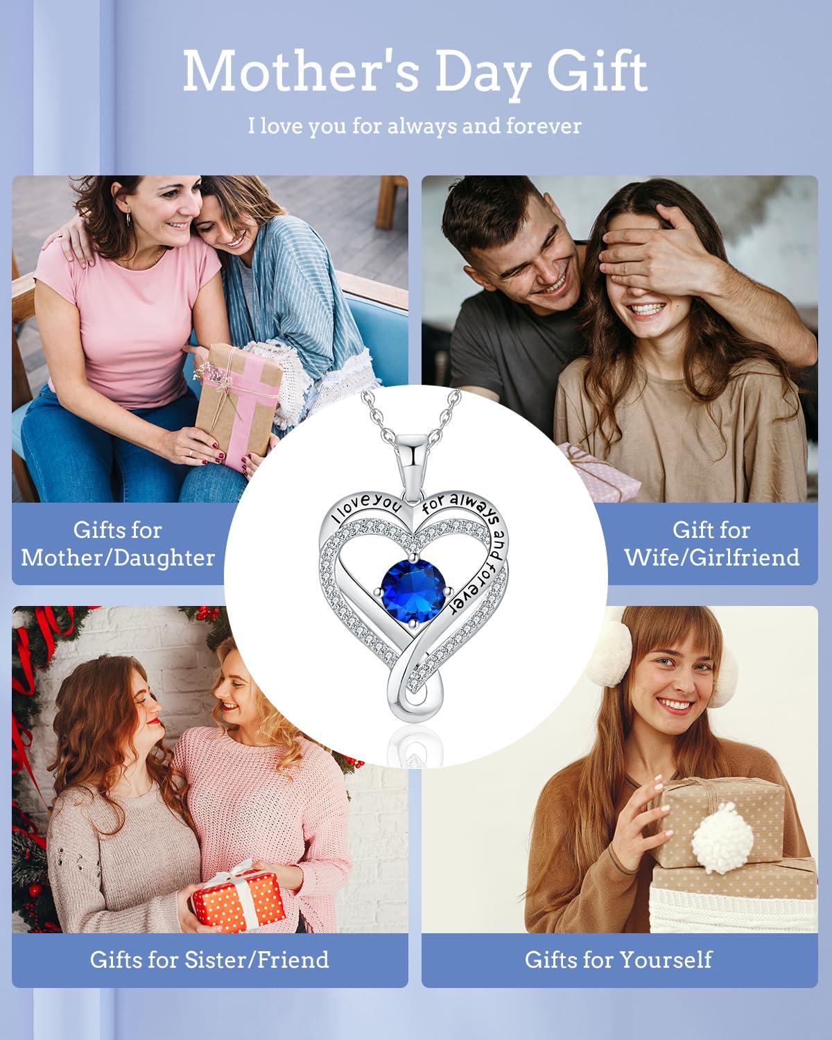 Jewelry for Women Wife Infinity Heart Birthstone I Love You Necklace S925 Anniversary Women Necklaces for Her Wife Birthday Gift Ideas, Birthday Present for Girlfriend Mom Daughter Sterling Silver - Image 6