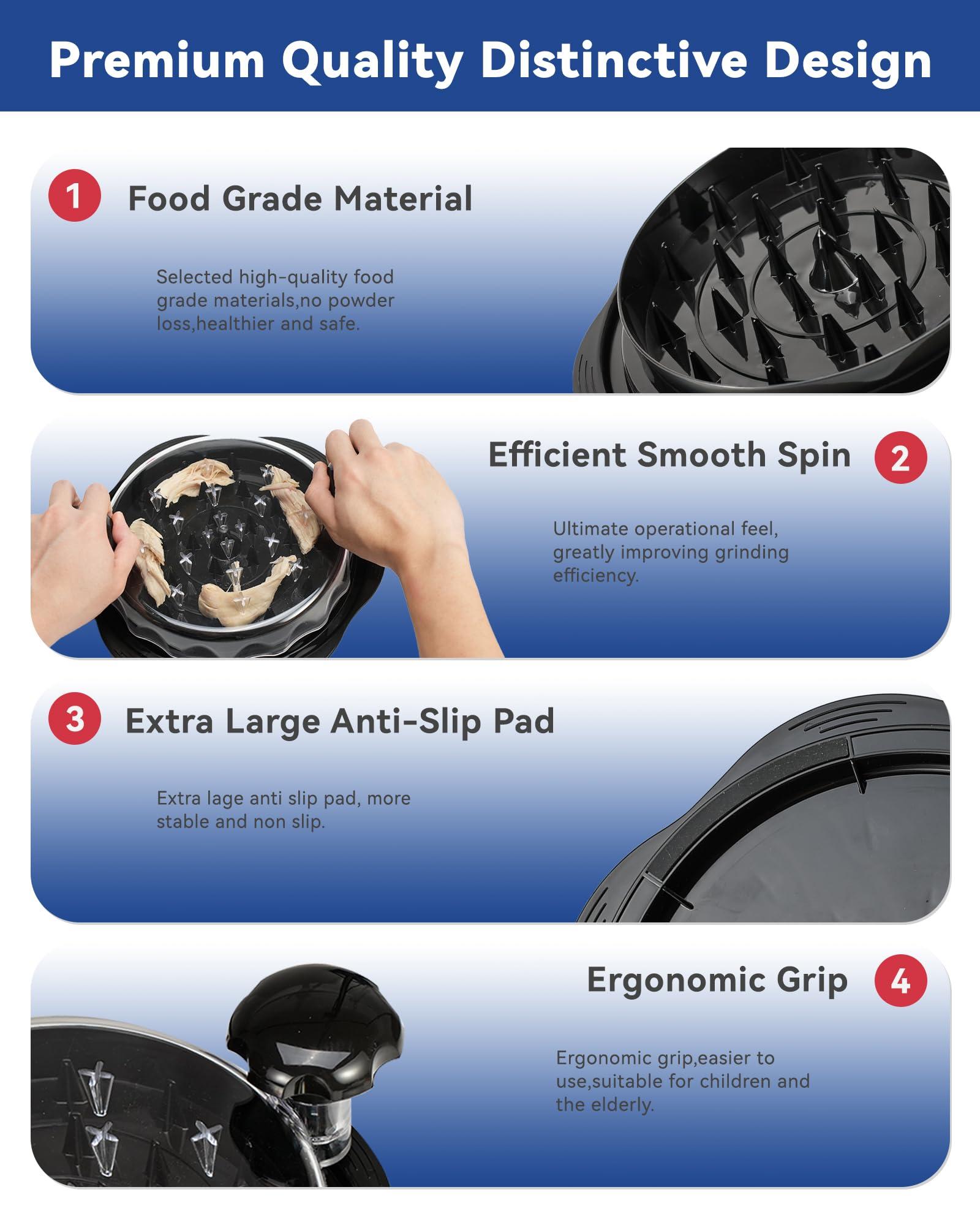 Chicken Shredder Tool Twist for Kitchen, Manual Chicken Breast Grinder Machine for Ground Food, Meat & Vegetables (Elegant Black) - Image 7
