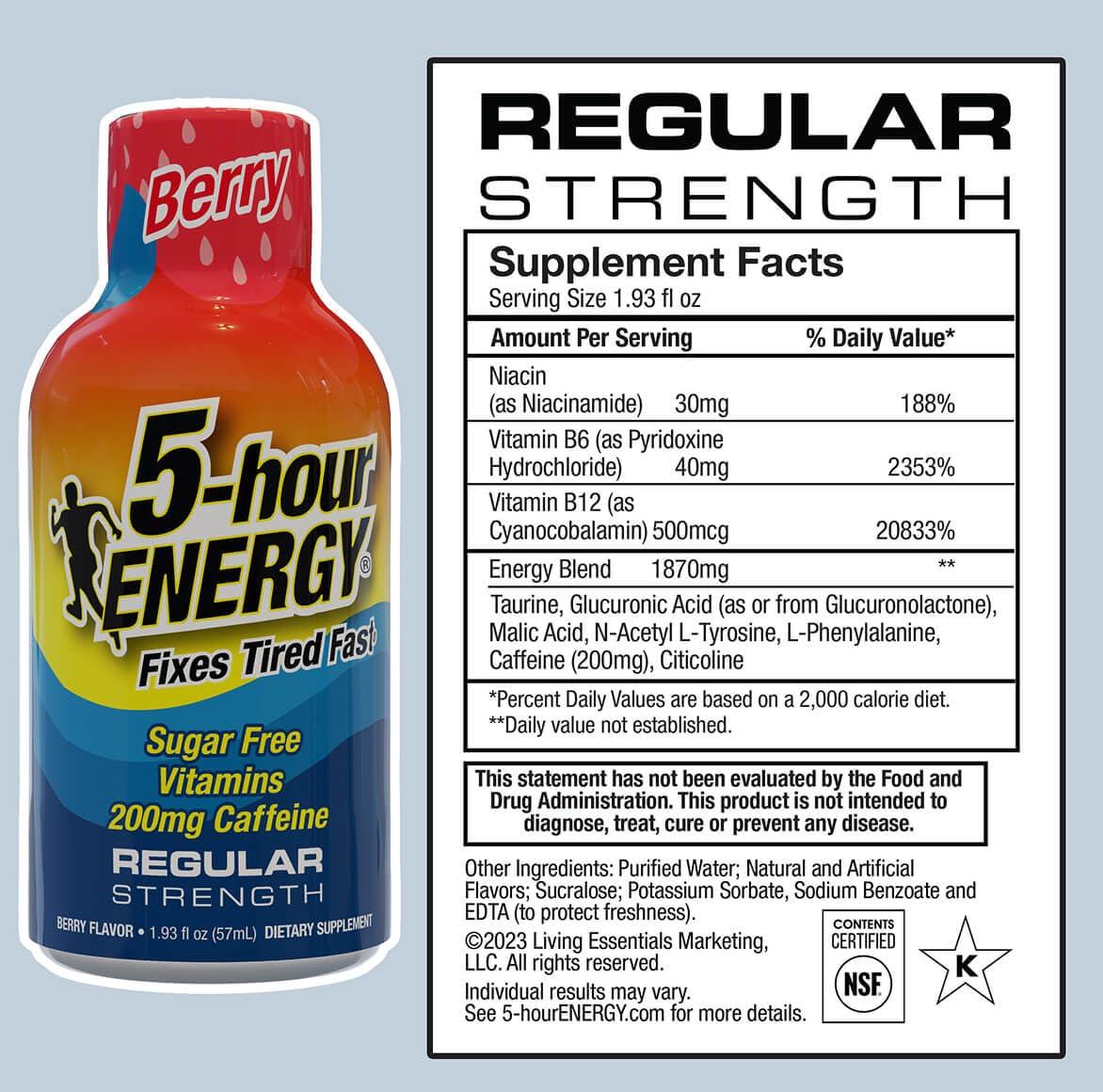 5-hour ENERGY Shots Regular Strength, Berry Flavor - 30 Count - Image 2