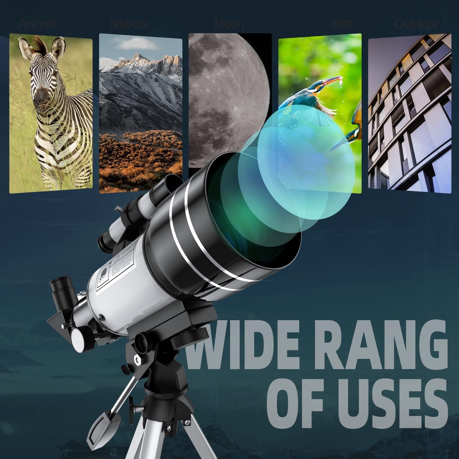 Telescope for Kids Beginners, 70mm Aperture 400mm Refractor Telescopes for Astronomy Beginners, Portable Travel Telescope Astronomy Gifts - Image 5
