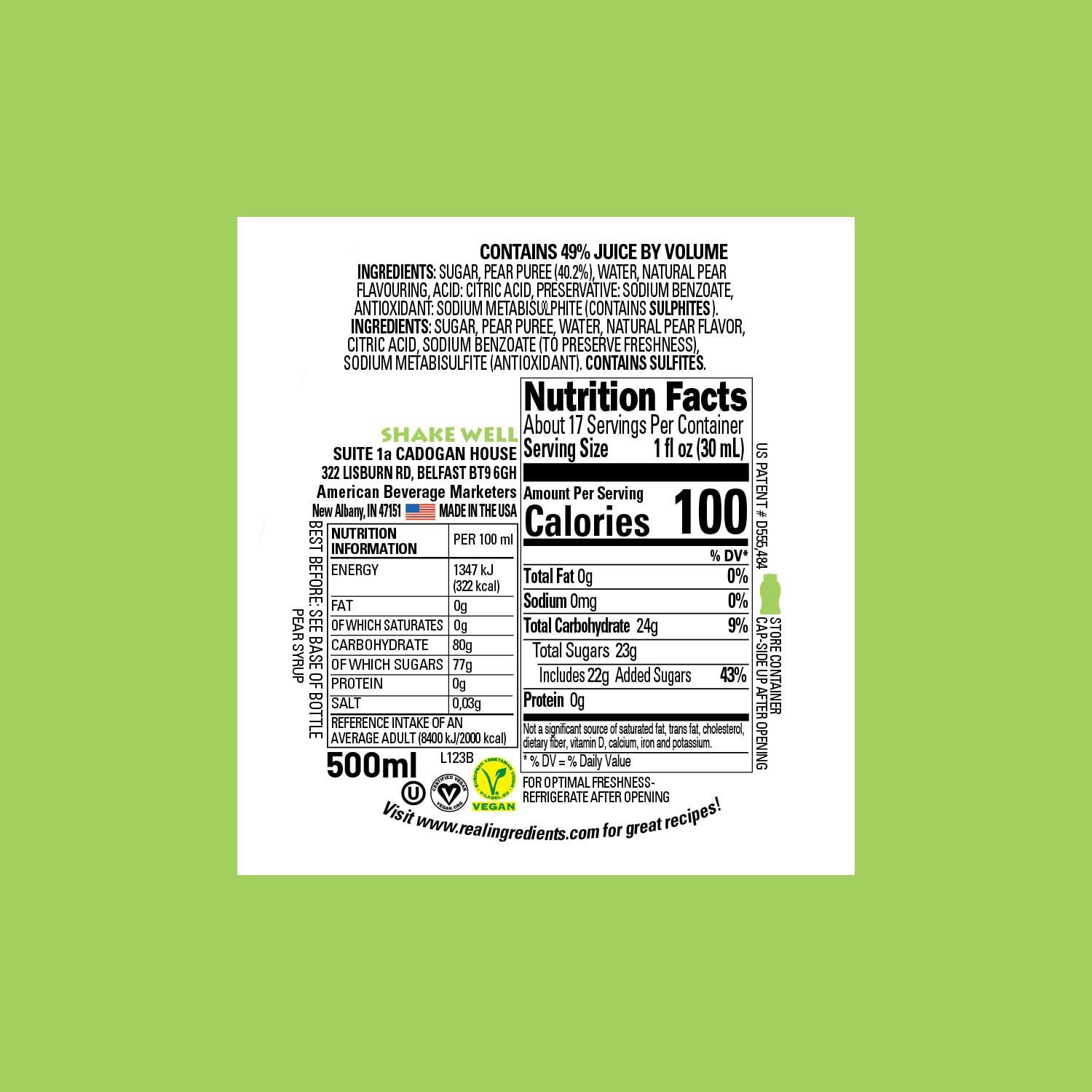 Juicy Pear Reàl Infused Exotics, Pear Puree Infused Syrup, 16.9 FL OZ Squeezable Bottle - Image 2