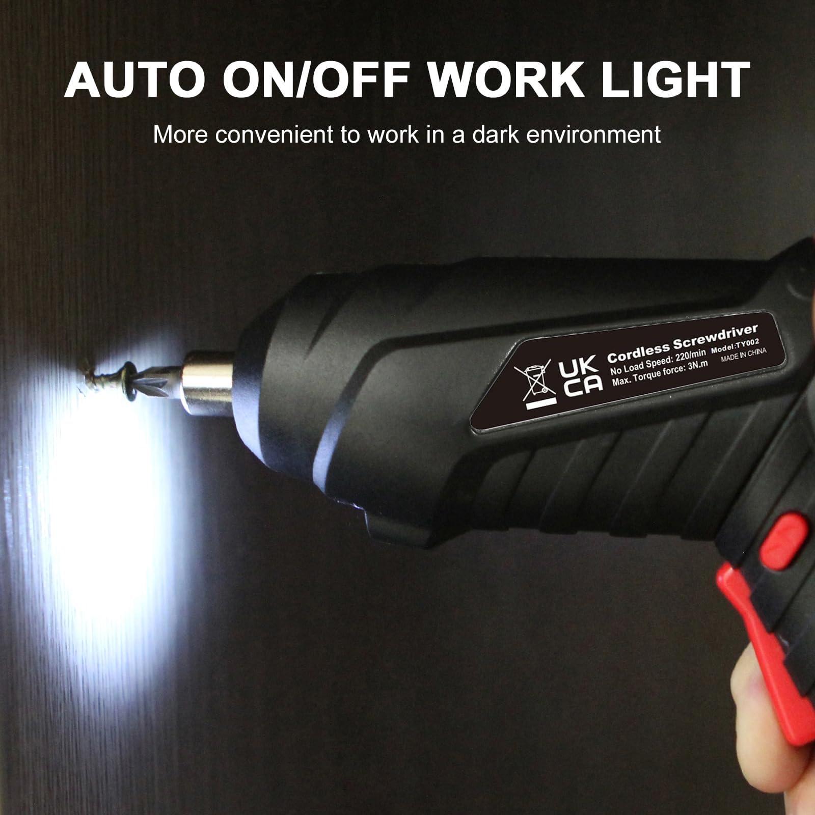 Cordless Electric Screwdriver, 3.6V Rechargeable Power Screwdriver with 47 pcs Accessories, usb charging, 3Nm Screw Gun, mini Carrying screwdriver set ​with LED Light for Electric Power Drill Set - Image 7