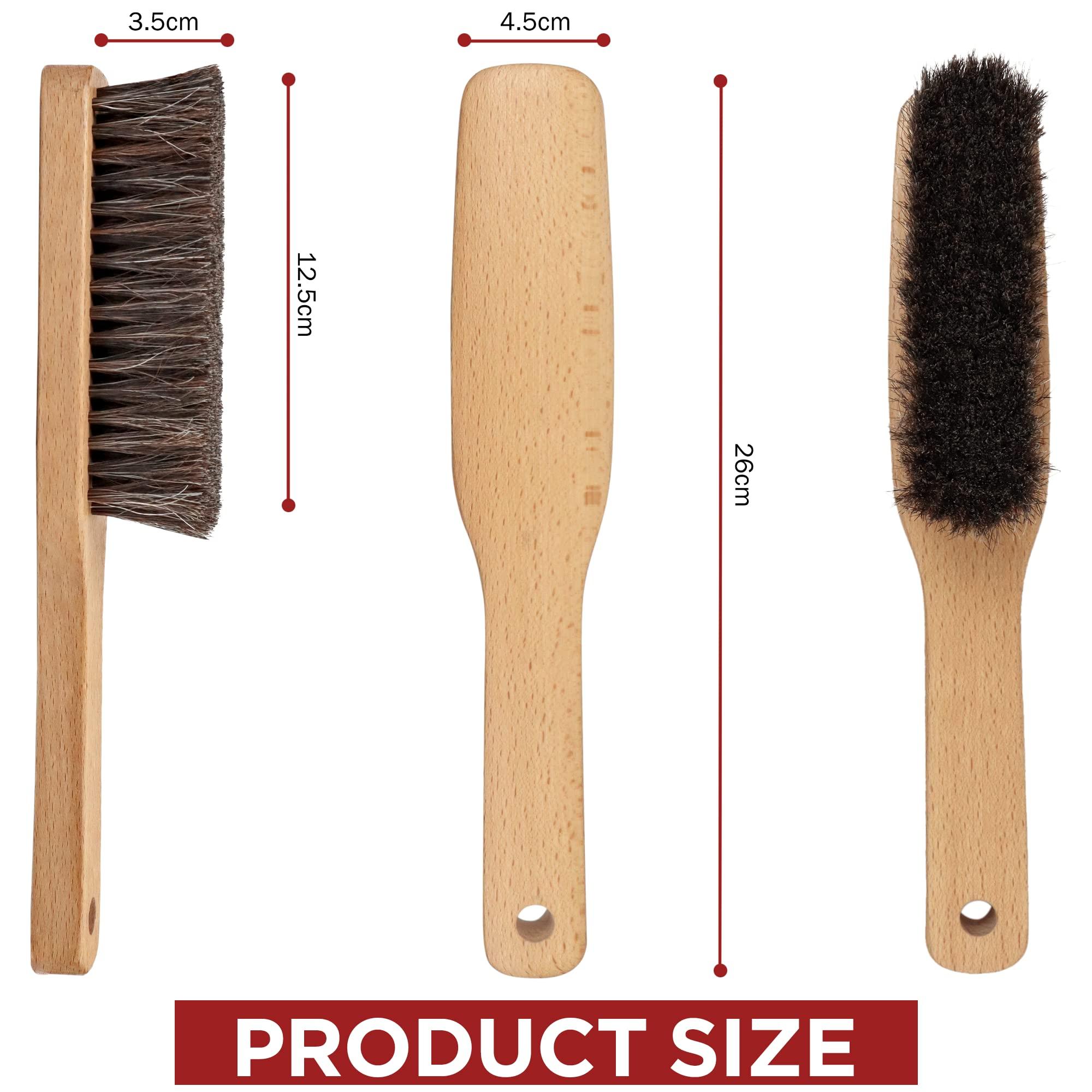 TAKAVU Horsehair Shoe Boot Brush 10.2 Inches - Hat Brush, Hand Broom With 100% Soft Genuine Horse Hair Bristles, Long Beech Wood Handle for Cleaning Shoes, Boots, Counters, Beds, Clothes, Furniture - Image 3