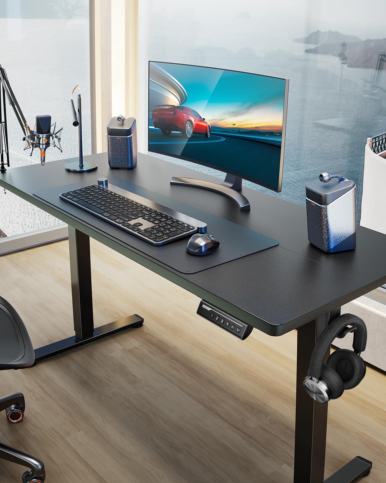 ErGear Height Adjustable Electric Standing Desk, 48 x 24 Inches Sit Stand up Desk, Memory Computer Home Office Desk with Two-Piece Desktop (Black) - Image 2