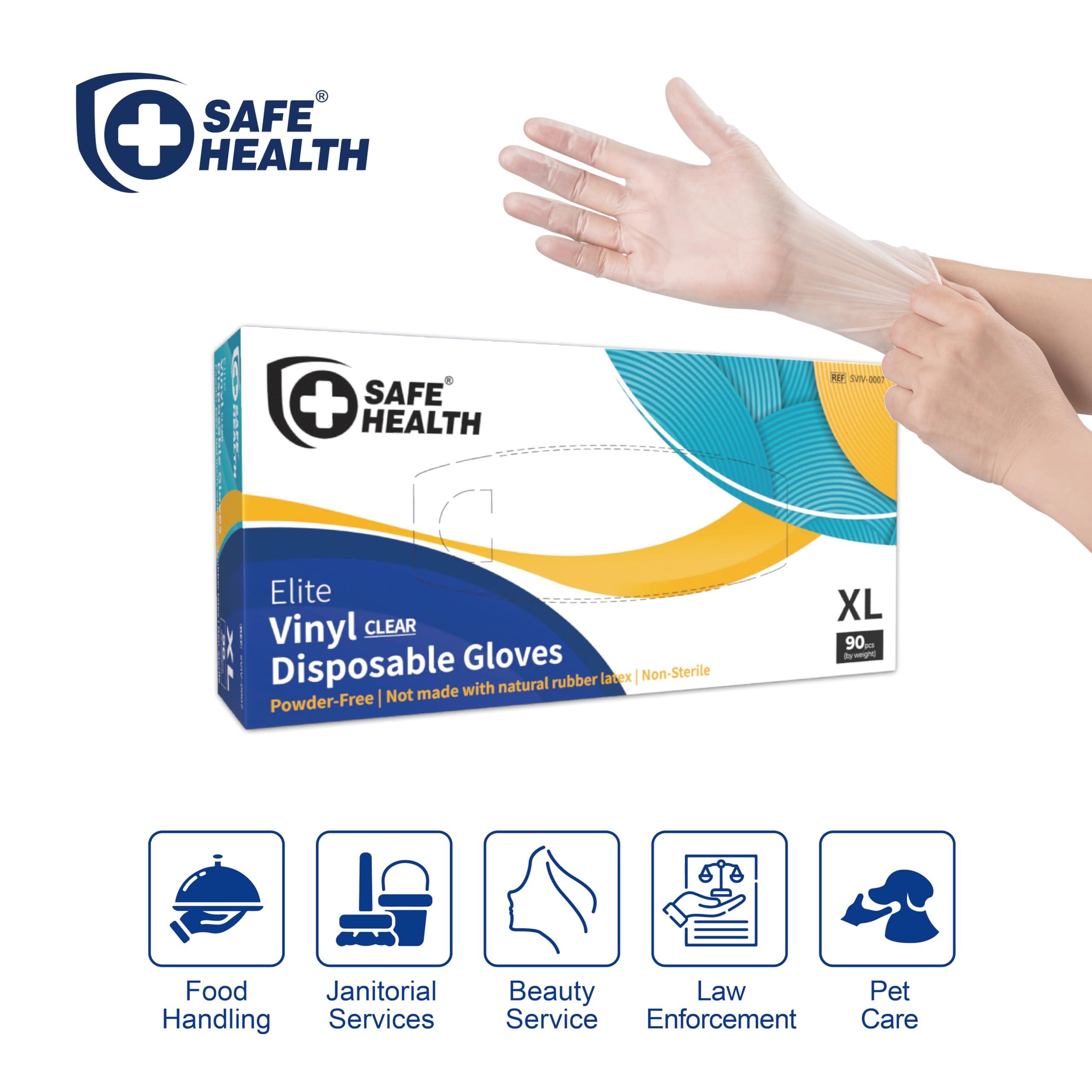 Safe Health Disposable Vinyl Gloves XL Multi-Purpose Plastic Gloves Food Safe, Latex Free Powder Free Non-Sterile 3 mil for Cleaning, Washing up, Salon, Service, Household, Extra Large (Case of 900) - Image 2