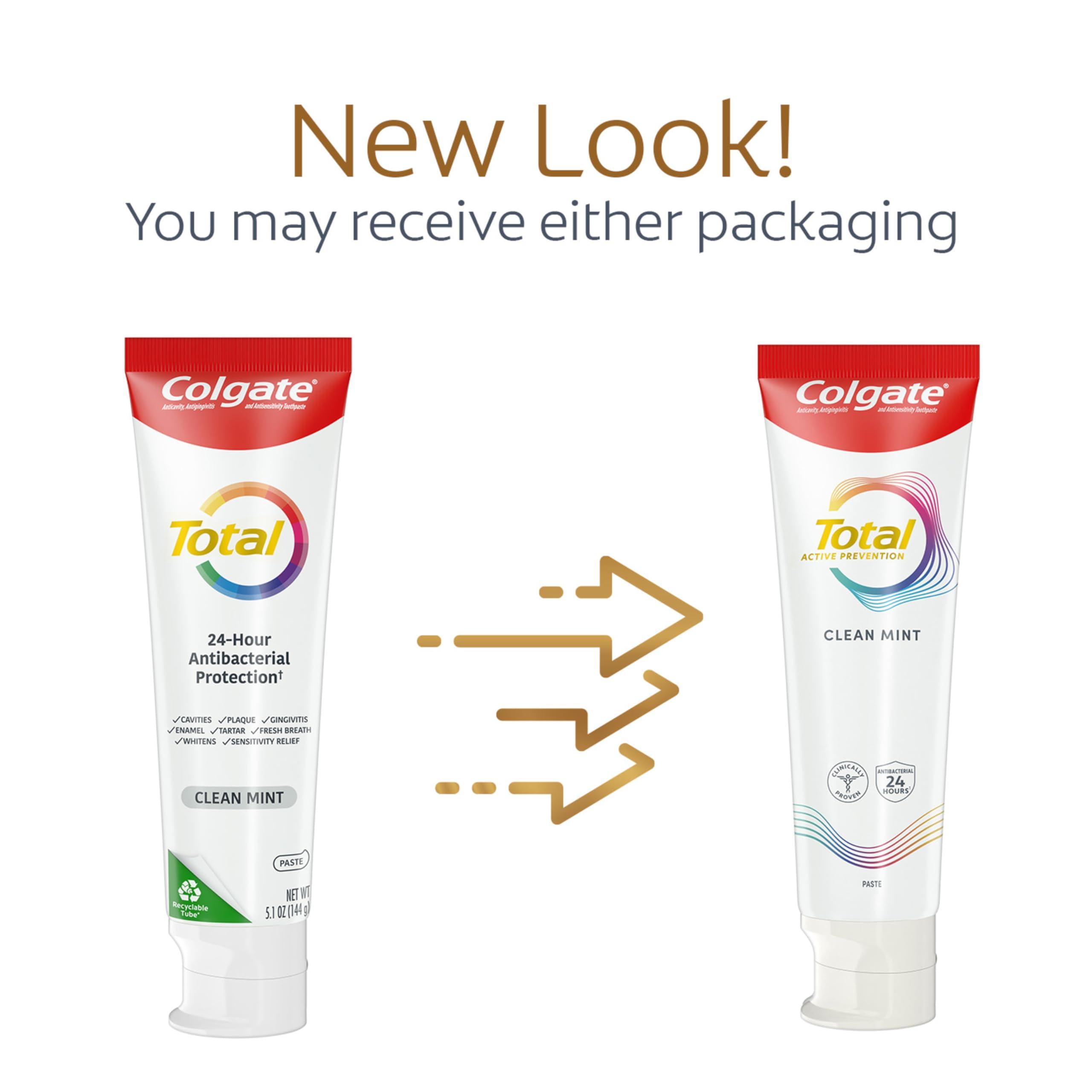 Colgate Total Clean Mint Toothpaste, 10 Benefits, No Trade-Offs, Freshens Breath, Whitens Teeth and Provides Sensitivity Relief, Clean Mint Flavor, 4 Pack, 5.1 Oz Tubes - Image 2