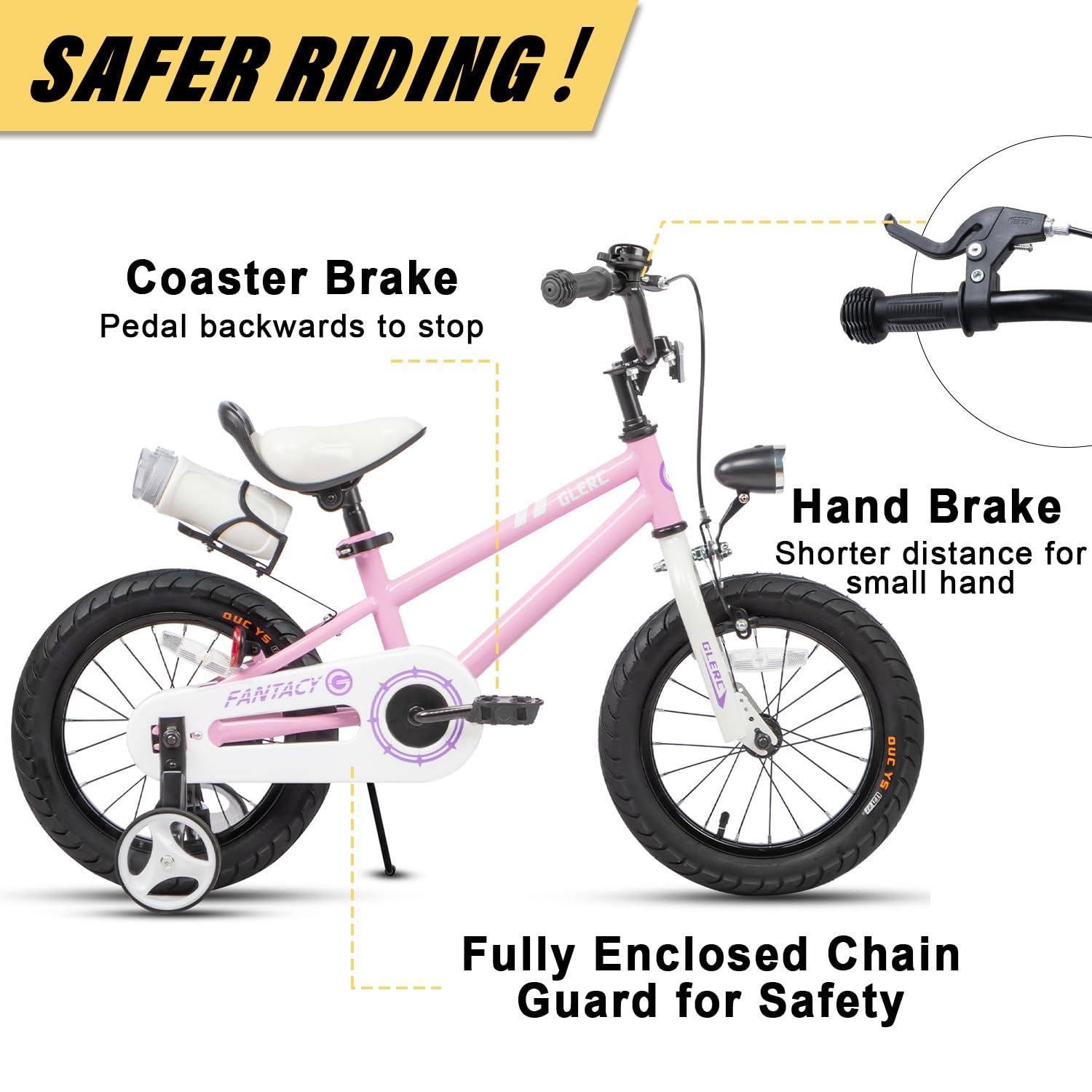 Glerc Fantacy Kids Bike, 12-20 Inch Children Bicycle for 2-13 Years Old Boys Girls, Kids Bicycle with Water Bottle Holder & Headlight & Training Wheels, Multiple Colors - Image 3