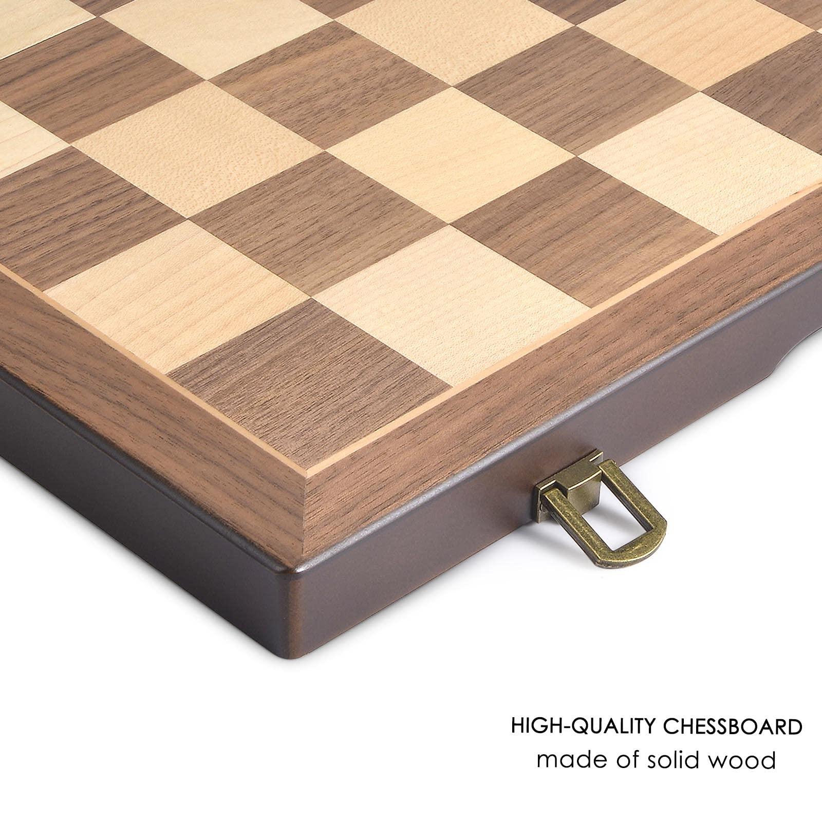 AMEROUS Magnetic Wooden Chess and Checkers Game Set, 15 Inches (2 in 1) Chess Board Games, 2 Extra Queens - Gift Package - Game Pieces Storage Slots, Beginner Chess Set for Kids, Adults - Image 4