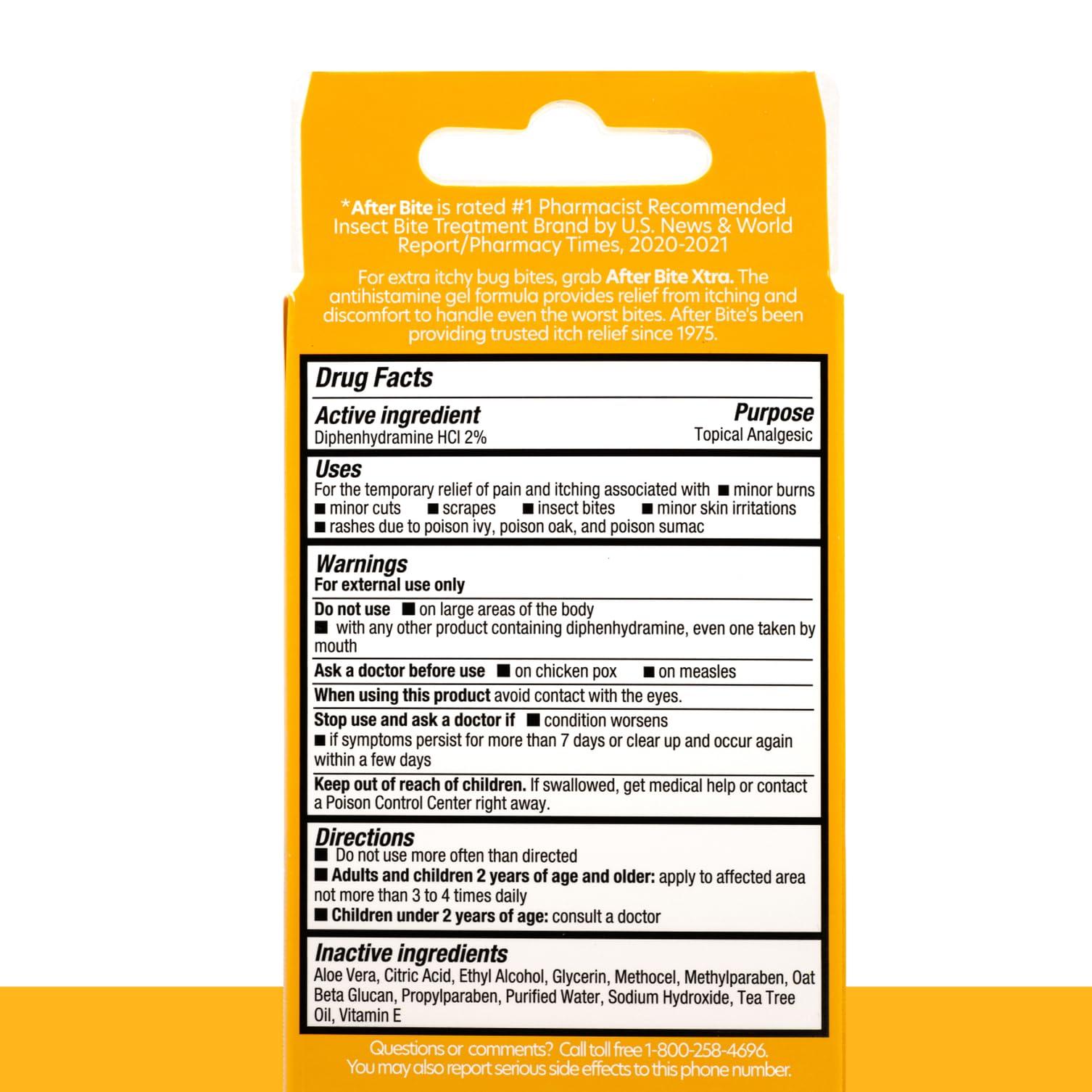 After Bite Xtra Formula - Itch Relief with Diphenhydramine HCl - Ideal for Mosquito & Fire Ant Bites, Bees & More - Portable Gel Formula - 0.7 oz (4 Pack) - Image 8