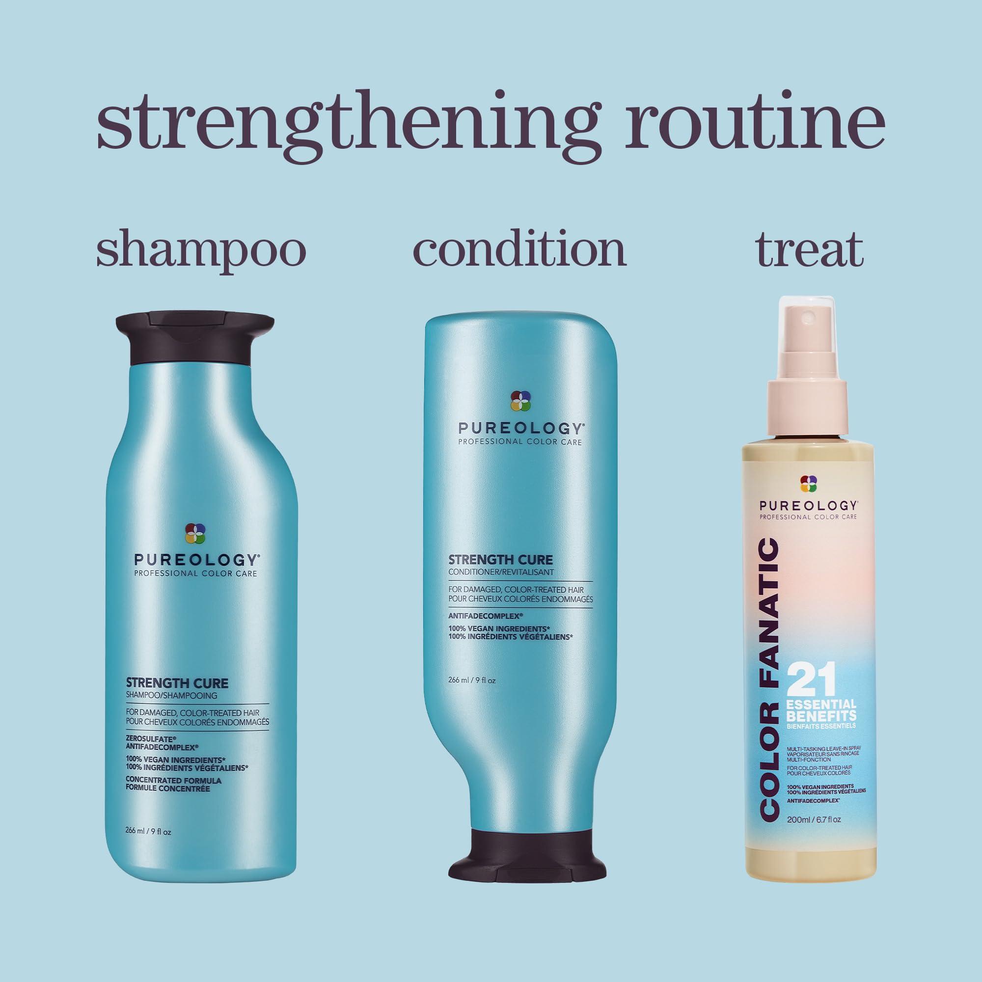 Pureology Strength Cure Shampoo - For Damaged or Color-Treated Hair, Strengthens & Prevents Breakage, Seals Split Ends, Vegan & Sulfate-Free - Image 8