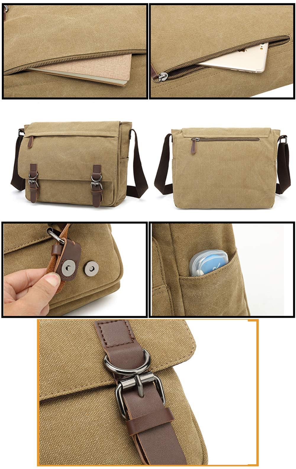 Sechunk Canvas Vintage Messenger Bag Shoulder bag Leather Large Travel Crossbody bags for men women 15inch Laptop - Image 5
