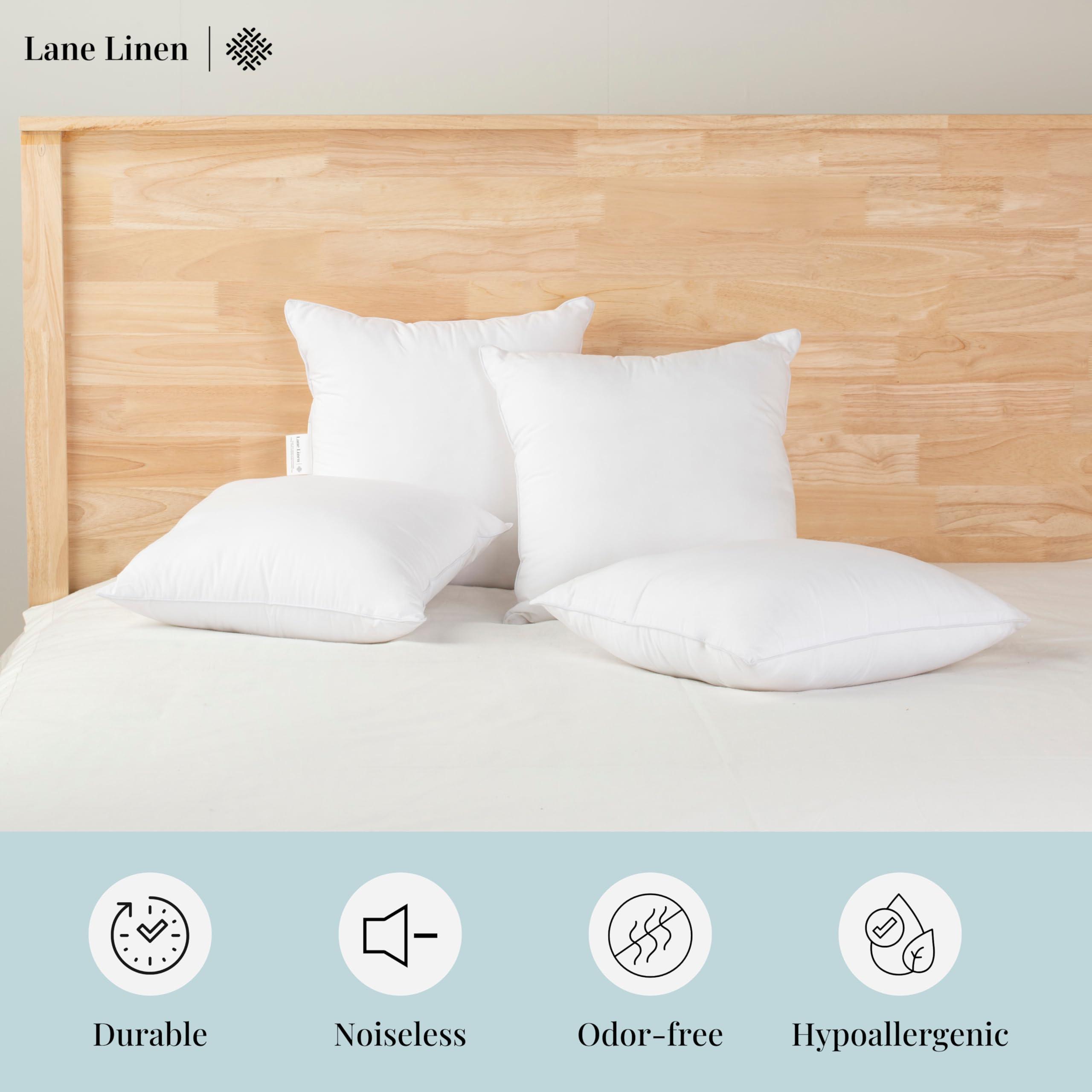 LANE LINEN 4 Pack 18x18 White Throw Pillow Inserts for Decorative Pillow Covers, Couch Pillows for Living Room, Fluffy Pillows for Bed - Image 5