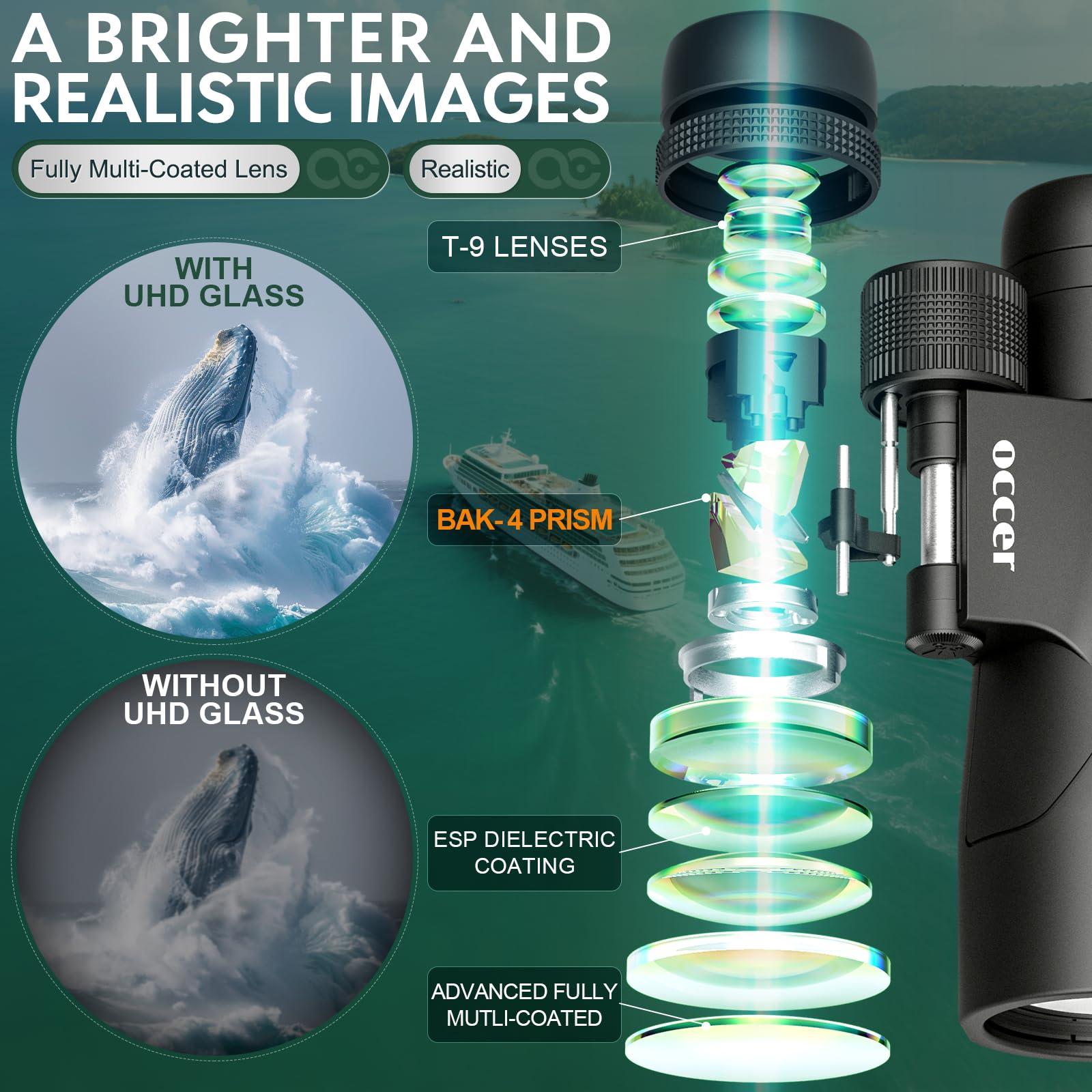 occer 12x50 Binoculars for Adults High Powered - HD Bird Watching Binocular for Hunting with Clear Vision - Easy Focus Binoculars with Long Range for Hiking Travel Cruise Trip Concert Stargazing - Image 3