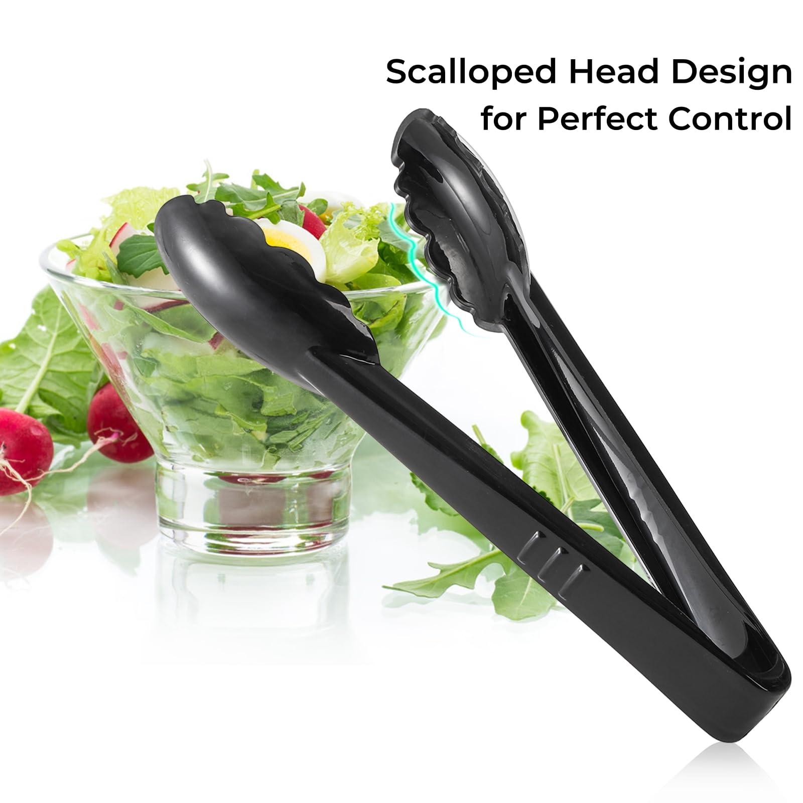 YIMITEE 40 Pack Plastic Tongs for Serving, 9" Disposable Buffet Tong, Heavy Duty Scalloped Serving Utensil Tongs, Bulk Charcuterie Accessories for Party Events Catering Kitchen BBQ Ice Salad, Black - Image 6