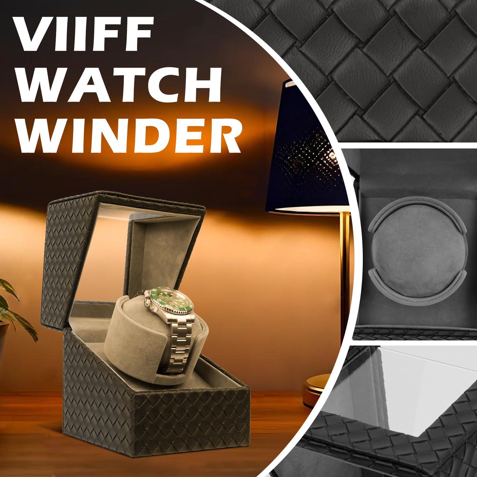 VIIFF Watch Winder for Automatic Watches – Silent Adjustable Rotation, Premium PU Leather Automatic Watch Winder, Soft Interior, Ideal Gift Option, Luxurious Display Case for Automatic Watches - Image 4