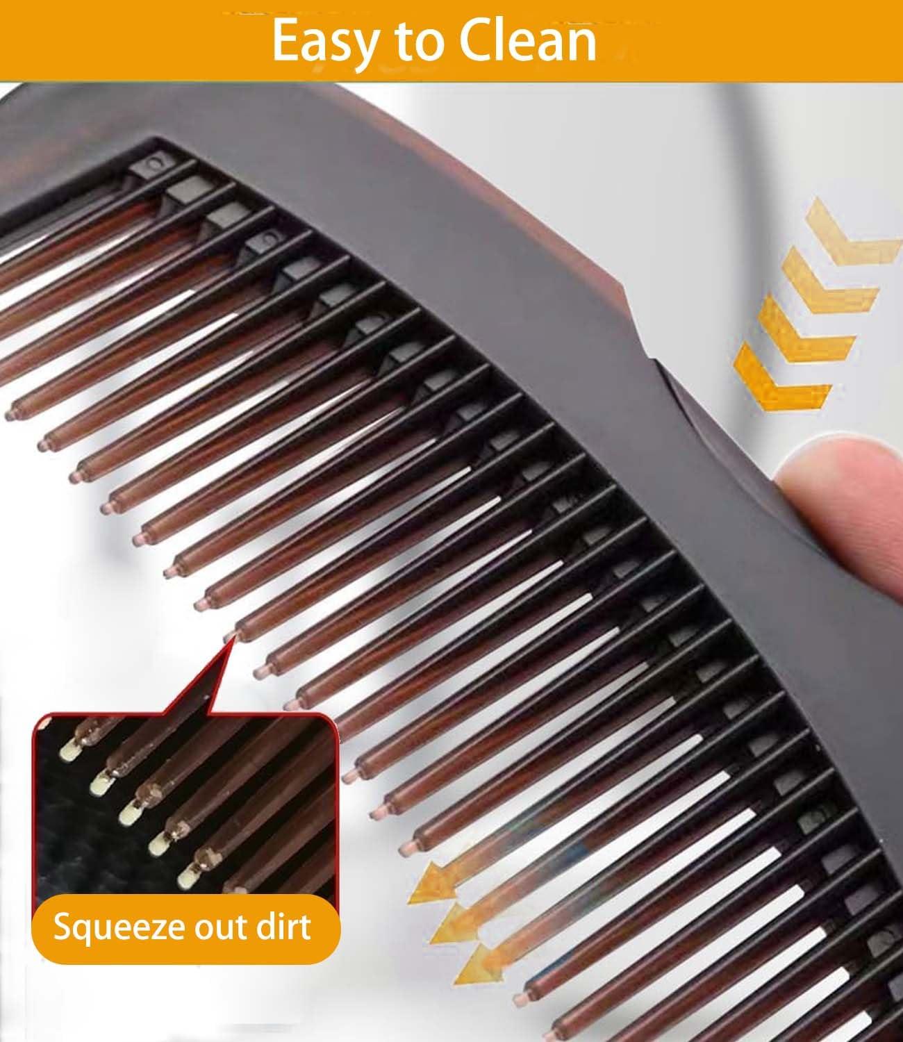 Dandruff Comb Fine Tooth Scalp Detox Comb Lice for Women, Men & Kids Stainless Steel Scalp Detoxing, Sweep & Massage Hair Brush Tool for Hair Care (Brown 2pc) - Image 4