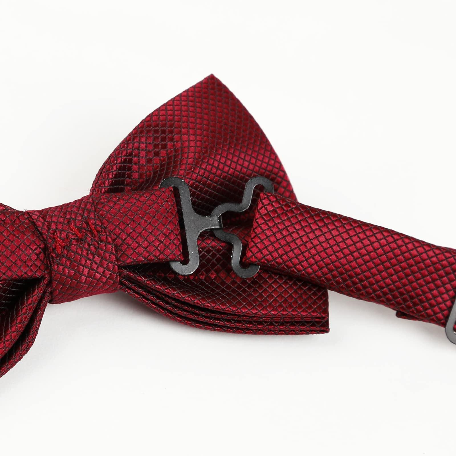Alizeal Mens Solid Mini Squares Formal Banded Bow Ties - Image 4