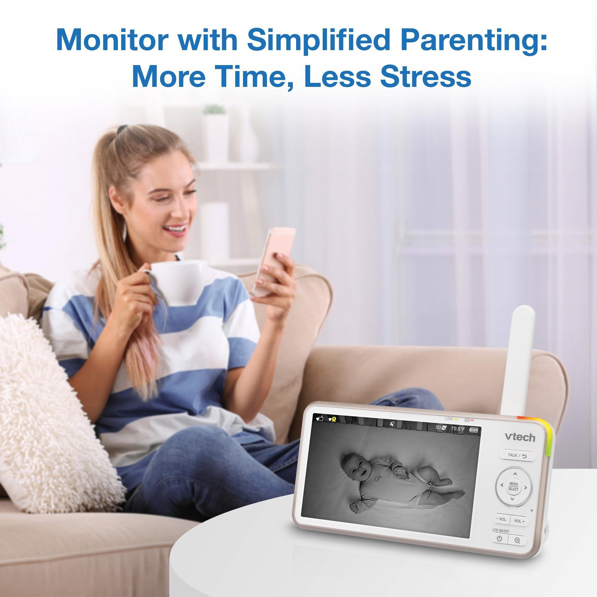 VTech V-Care VC2105 1080p FHD Over-The Crib Mount Smart Baby Monitor 5” 720p LCD Screen,Table Stand,Remote Access,Versatile Placement,Intelligence Detection, Sleep Analysis,18hrs Recording,with WiFi - Image 5
