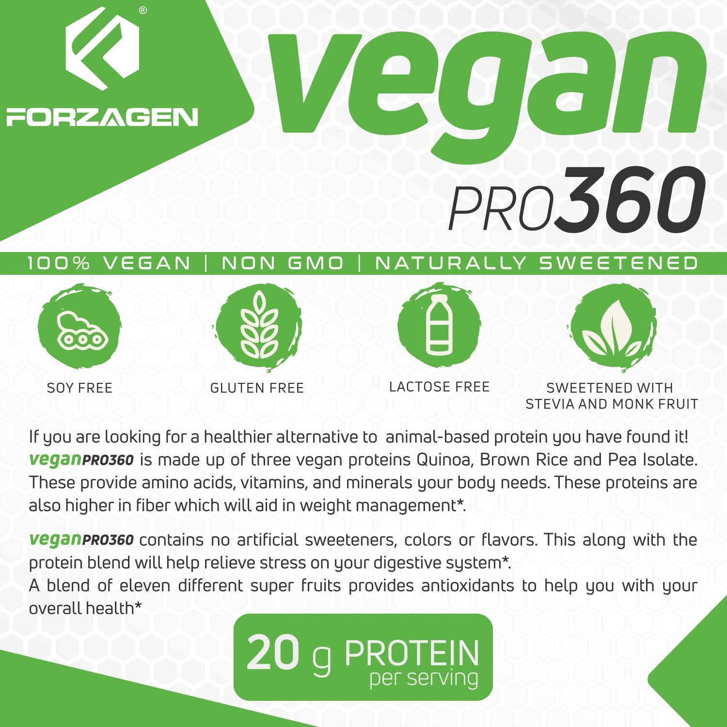 Forzagen Vegan Protein 360 2 Lbs 27 Servings, Plant Based Protein Extracted from Quinoa, Brown Rice and Pea Isolate Protein, Dairy, Soy and Gluten Free, Nom GMO (Vanilla Milkshake) - Image 4
