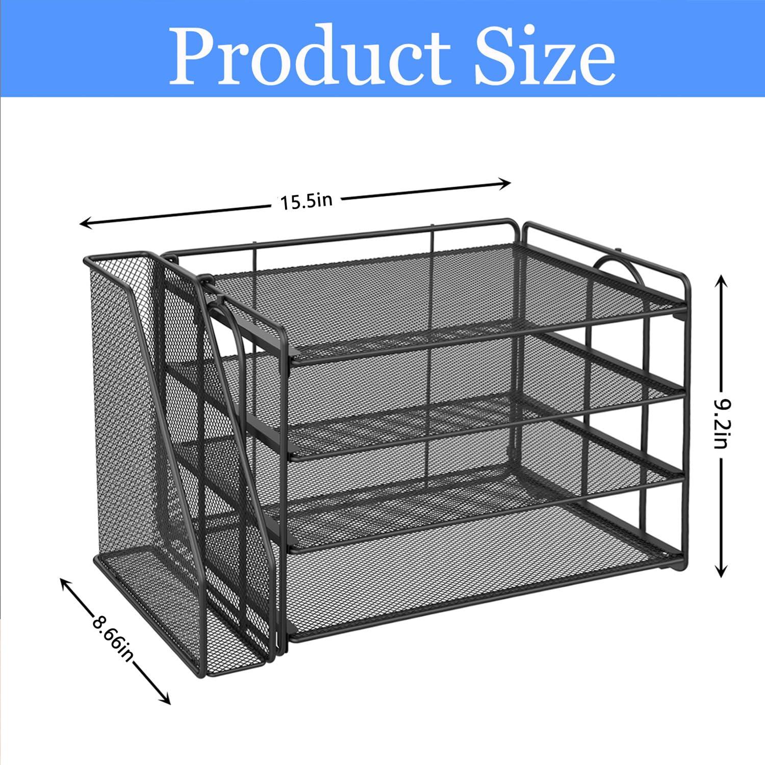 gianotter 4-Tier Paper Organizer with Magazine Holder, Desk Organizers and Accessories, Desk Accessories & Workspace Organizers, File Organizer for Office Supplies Storag (Black) - Image 3