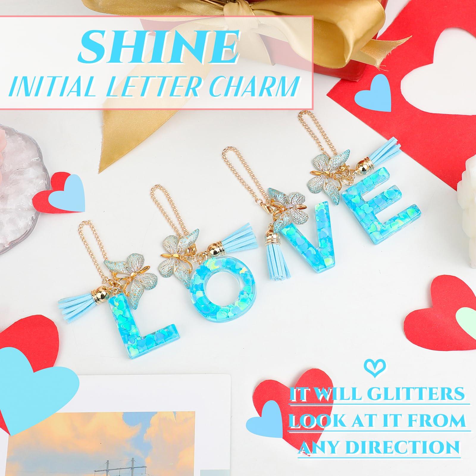 DECZHIYU Initial Charms for Stanley Cup Accessories, Letter J Charms for Stanley Cup with Handle, Blue Charm for Key Purse Handbags Backpacks, Cute Initial Letter Charm with Butterfly Tassel - Image 4