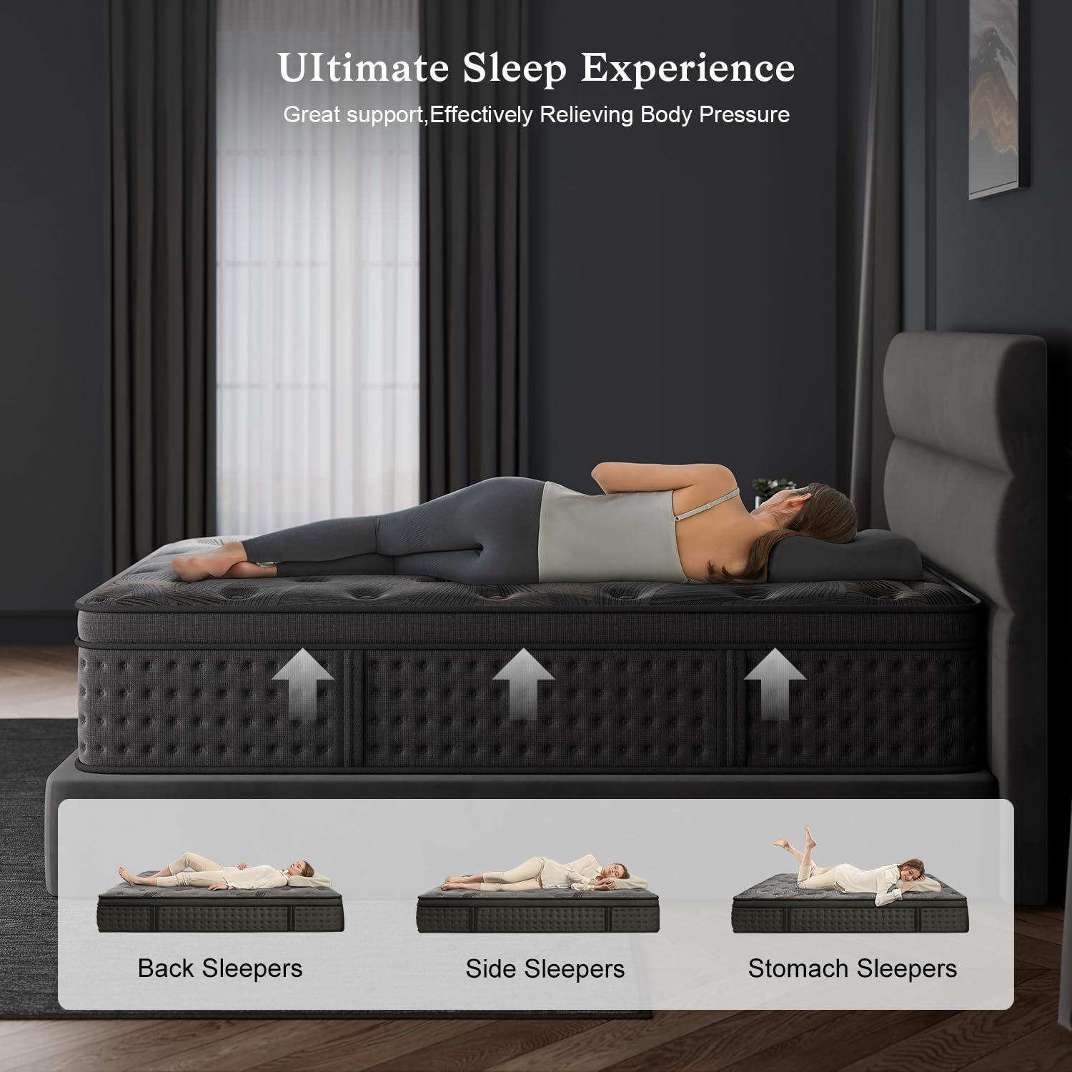 Huwesal Queen Mattress,10 Inch Hybrid Queen Mattresses with Memory Foam & Pocket Spring,Superior Hybrid Mattress with Gel Memory Foam or Back & Lumbar Support,100 Night Trial, Fiberglass Free. - Image 4