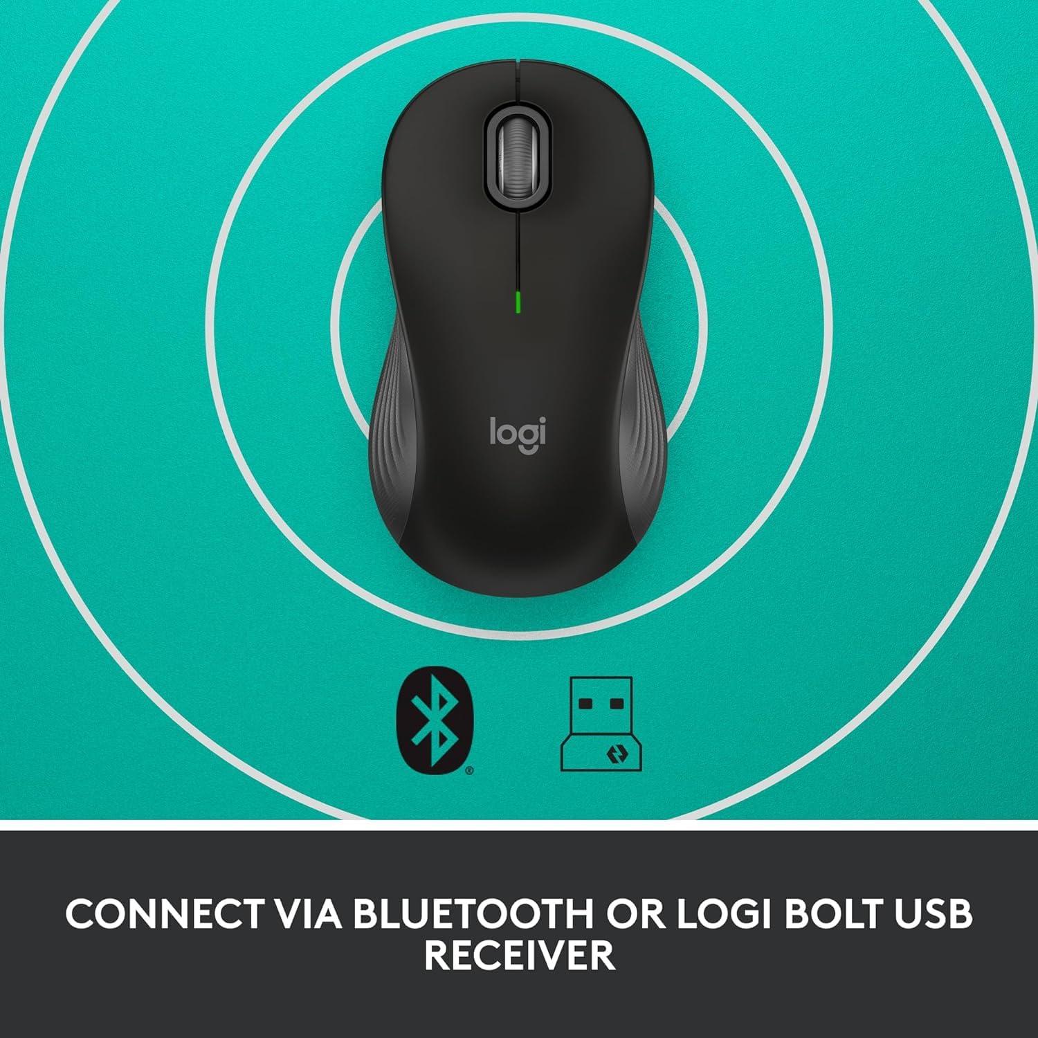 Logitech Signature M550 L Full Size Wireless Mouse - for Large Sized Hands, 2-Year Battery, Silent Clicks, Bluetooth, Multi-Device Compatibility - Black (Renewed) - Image 7