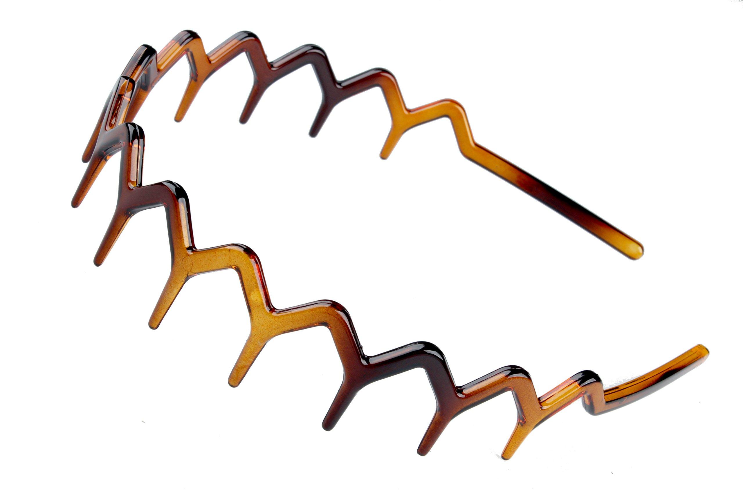 Set of 2 Zig Zag Black Plastic Sharks Tooth Hair Comb Headband Hair Hoop Accessory for Women's Lady Girls (1 Black Color+1 Brown) - Image 2