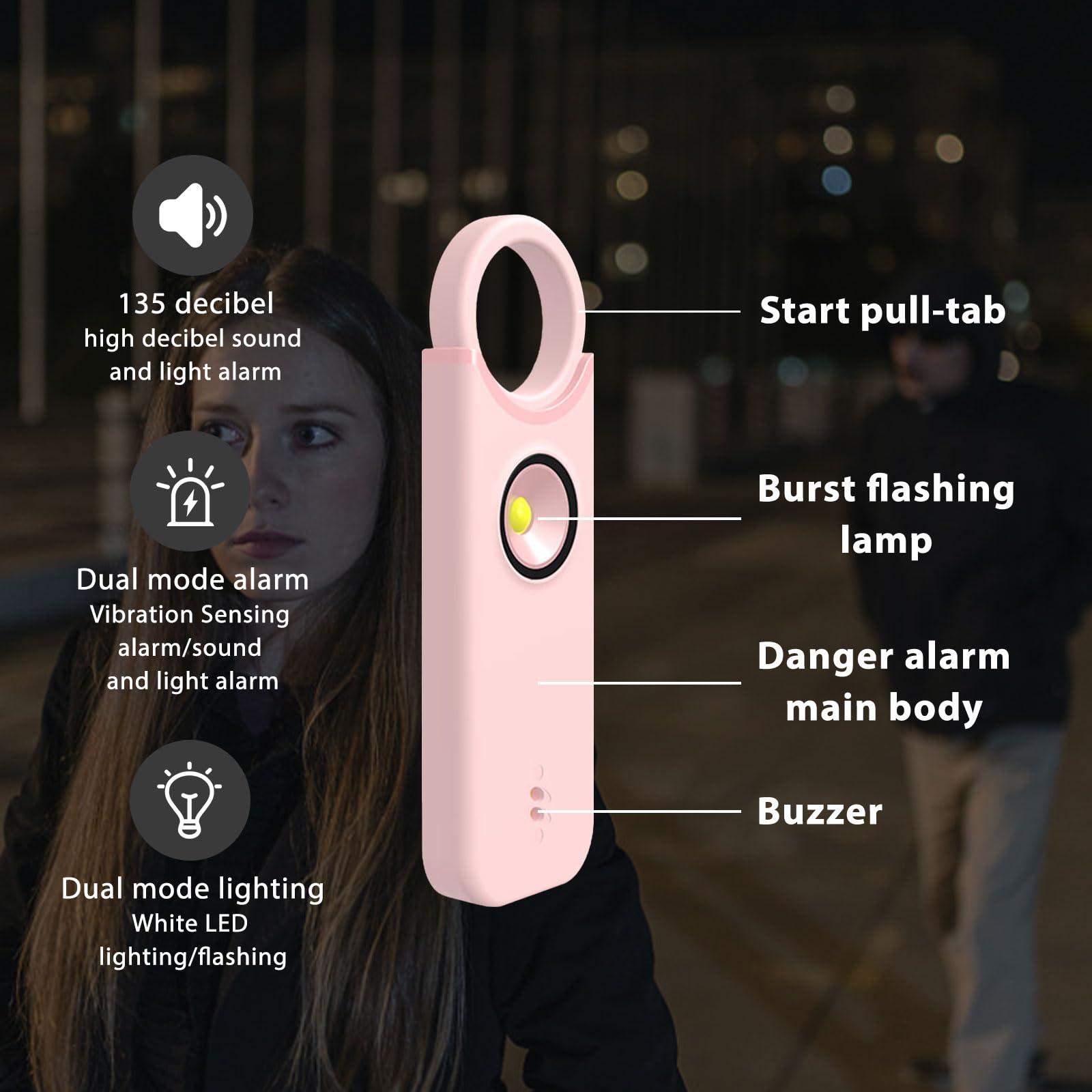 ARPHTYL Personal Safety Alarm for Women Safety Keychain Self Defense Keychain for Women Rechargeable Protection Devices Emergency 135db Strobe Light Upgraded Vibration Sensing Mode (Pink) - Image 6