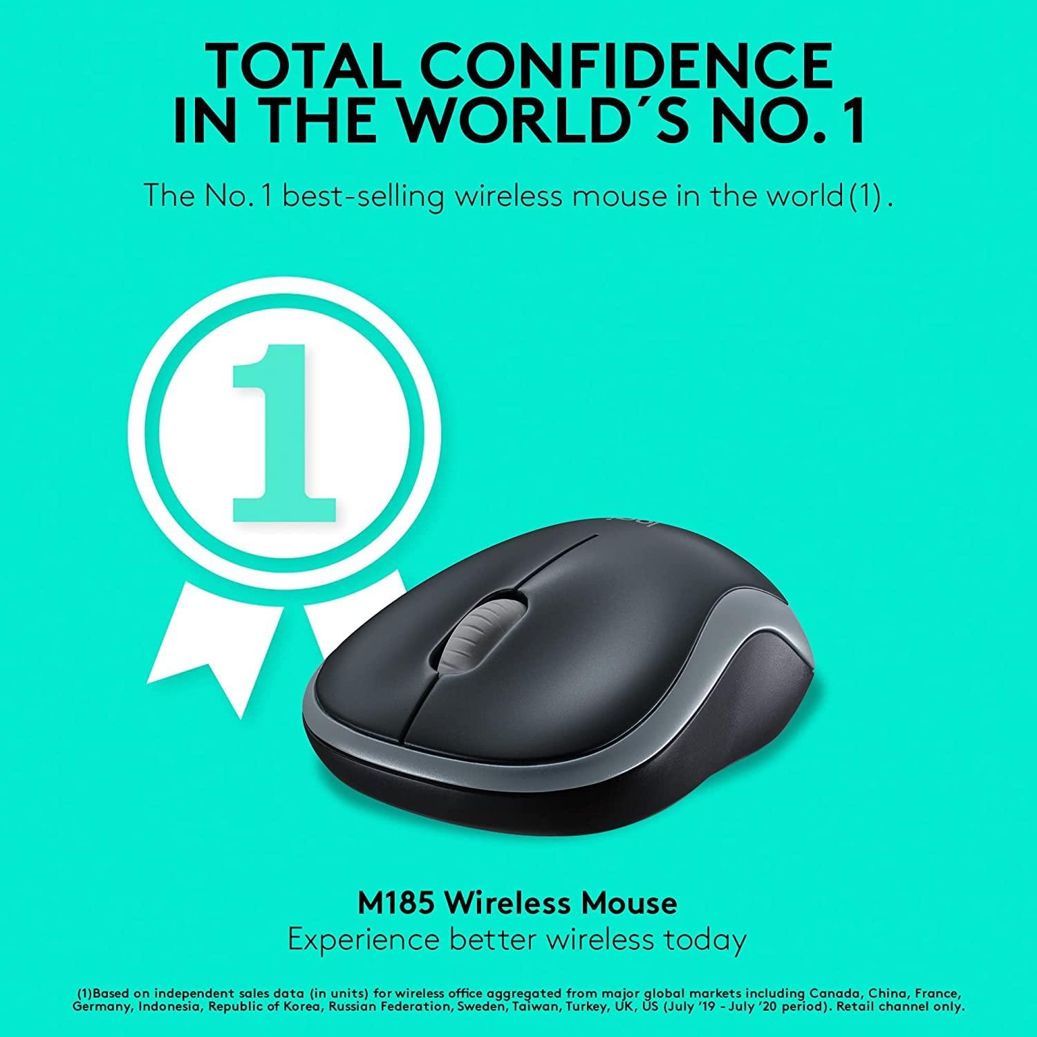 Logitech Wireless Mouse M185 (Swift Grey) - Image 7