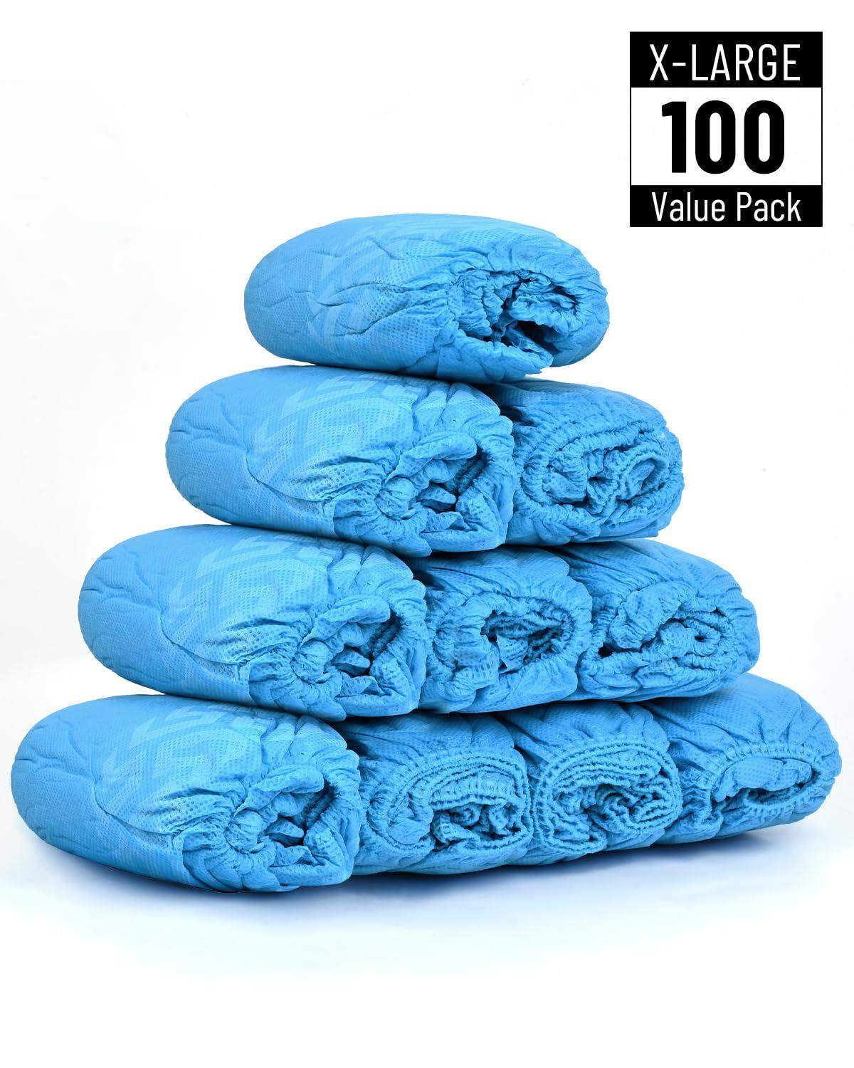 Buself X-Large 100 Count Shoe Covers Disposable Non-Slip, Premium Cloth Boot Covers, Slip-resistant, Durable, Breathable, Non-toxic, Recyclable, Stretchable Fits Up to Size 13 US Men - Blue - Image 2