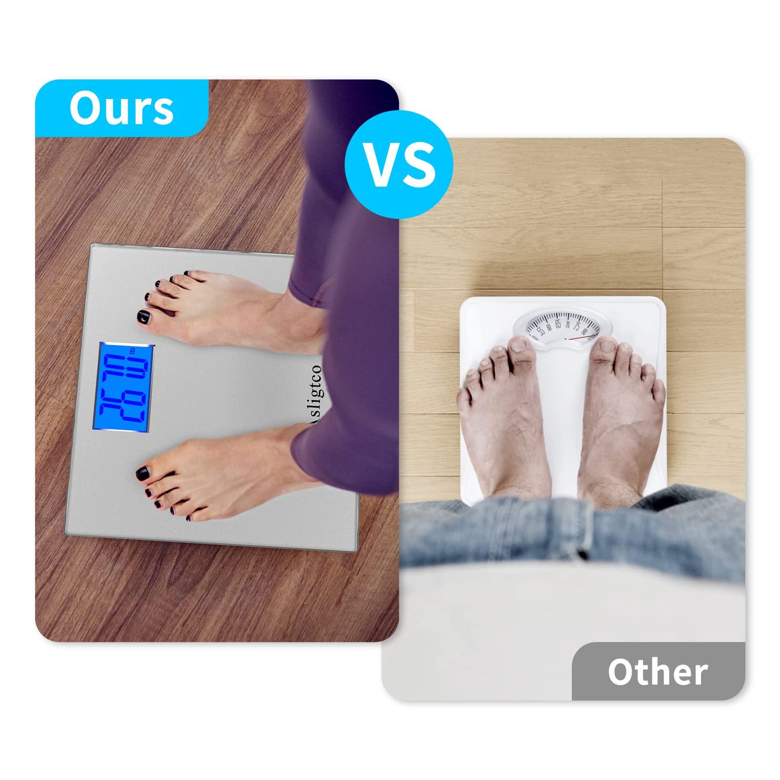 Asligtco Bathroom Scale 560lbs High Capacity Scale for Body Weight Extra Large Platform Backlit Display Digital Scales with Tape Measure & Battery(Silver) - Image 7